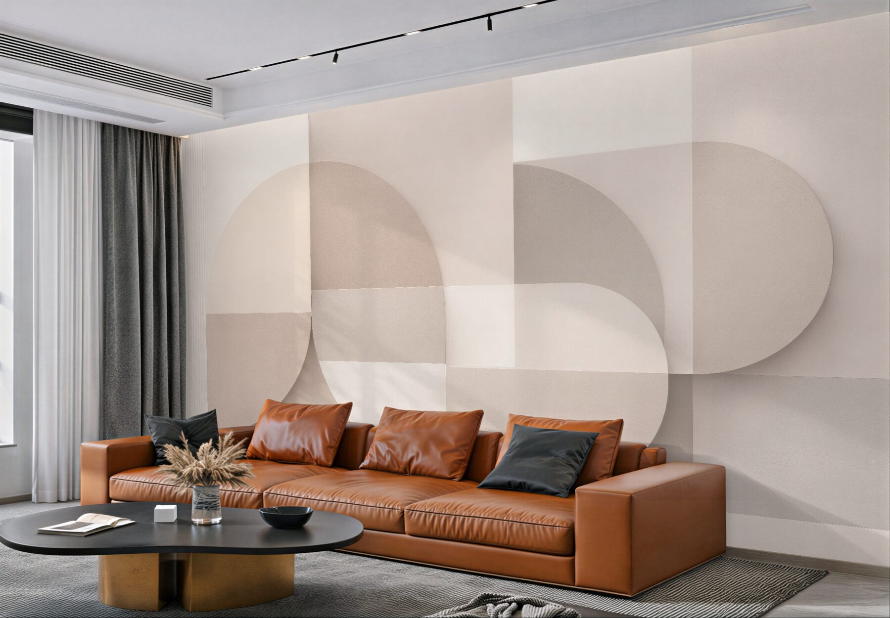 Fototapet Geometrie bej cu semicercuri