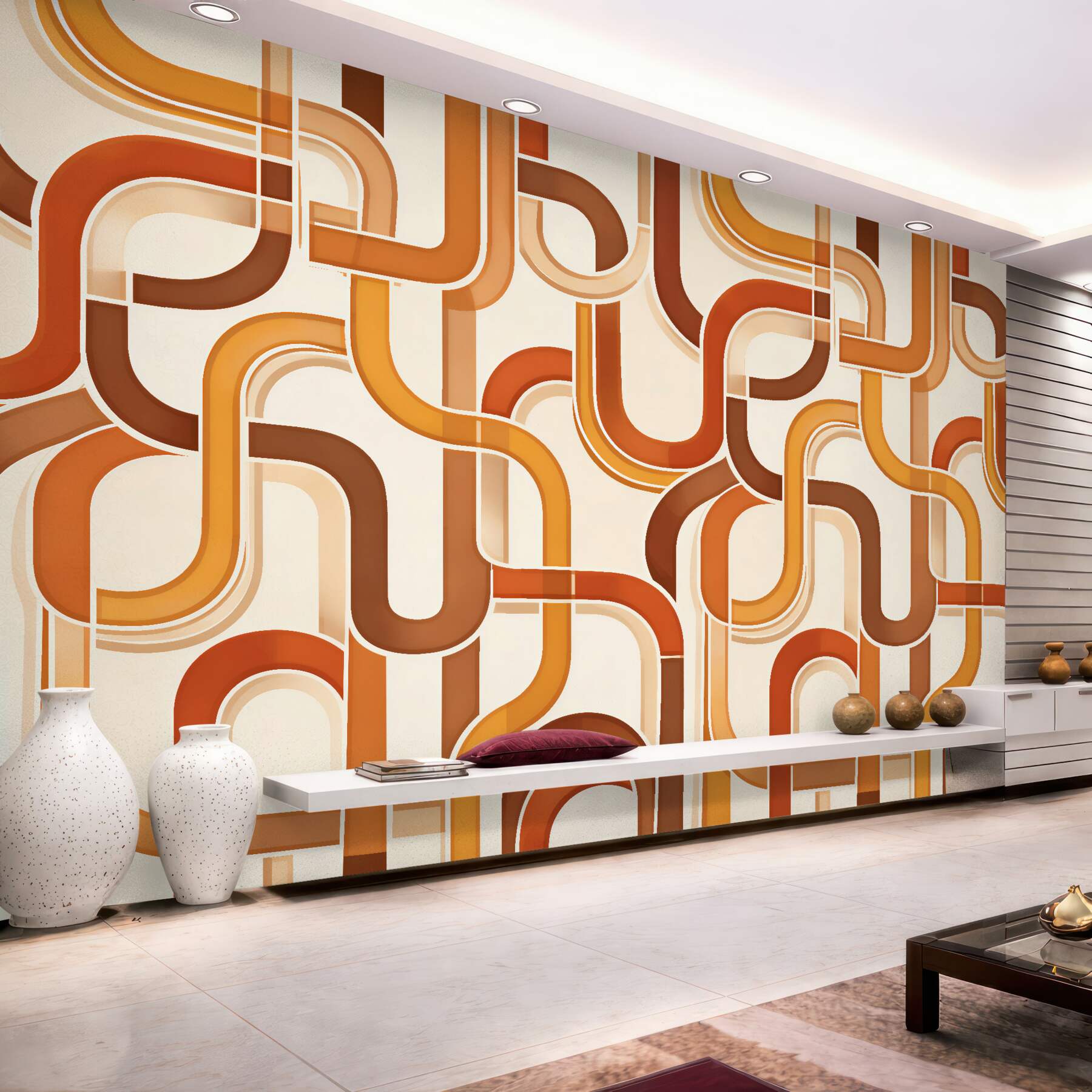 Fototapet Arcade geometrice retro în caramel