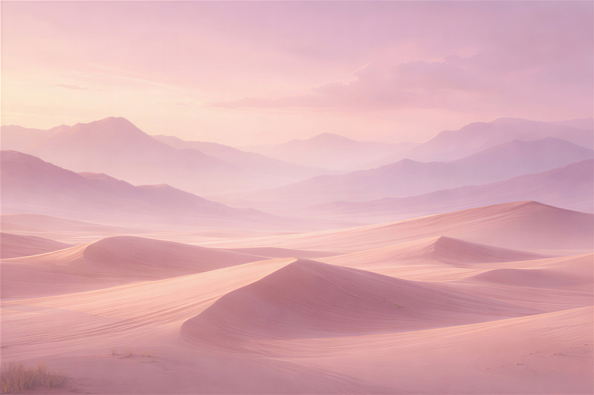 Fototapet Dune roz și ceață montană