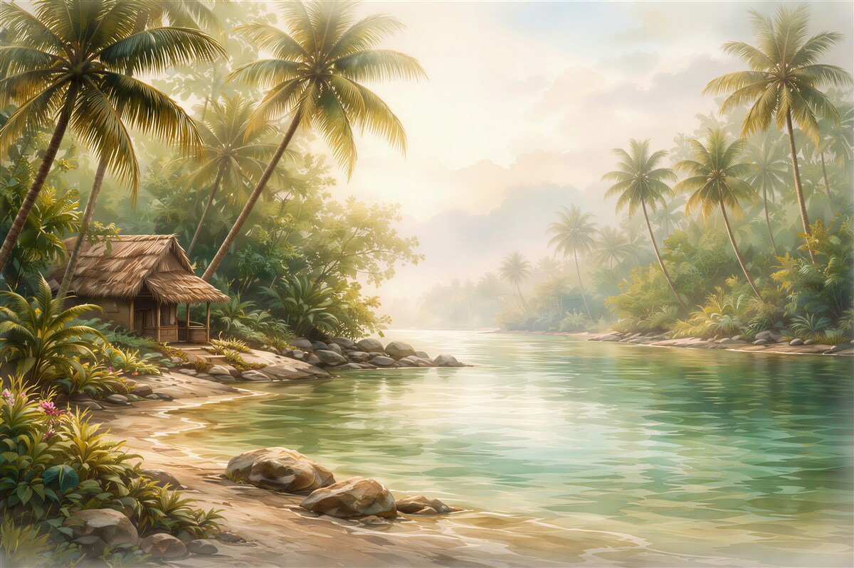 Fototapet Lagună tropicală în zori