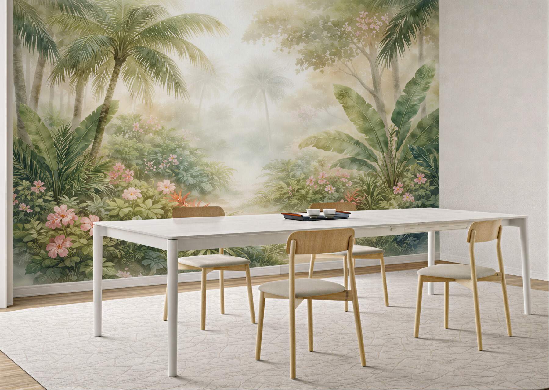 Fototapet Oază tropicală învăluită în ceață