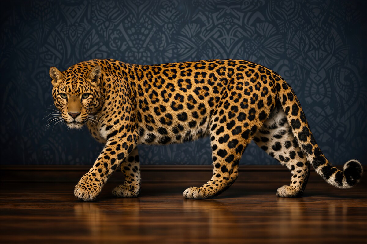 Fototapet Leopard feroce pe fundal elegant