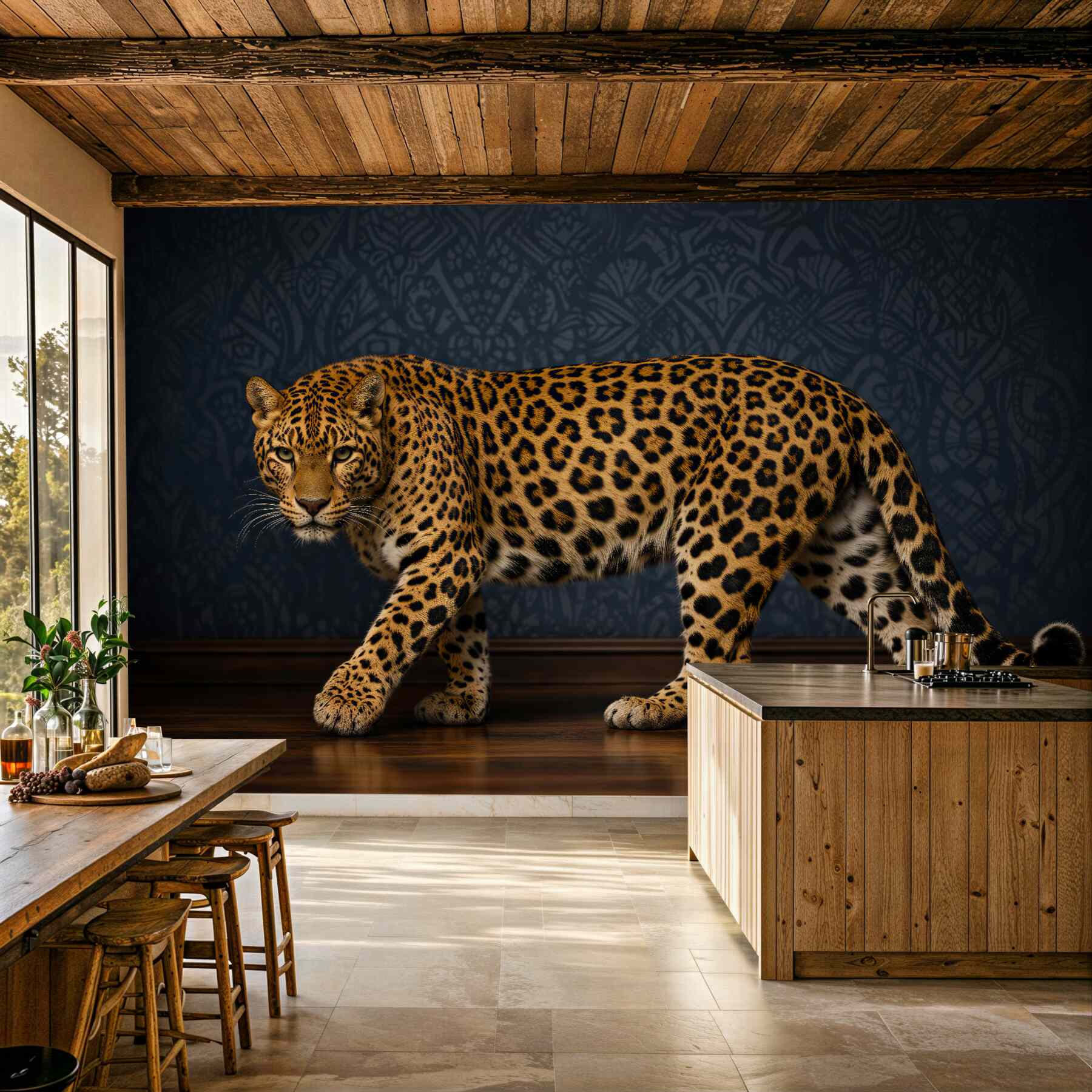 Fototapet Leopard feroce pe fundal elegant