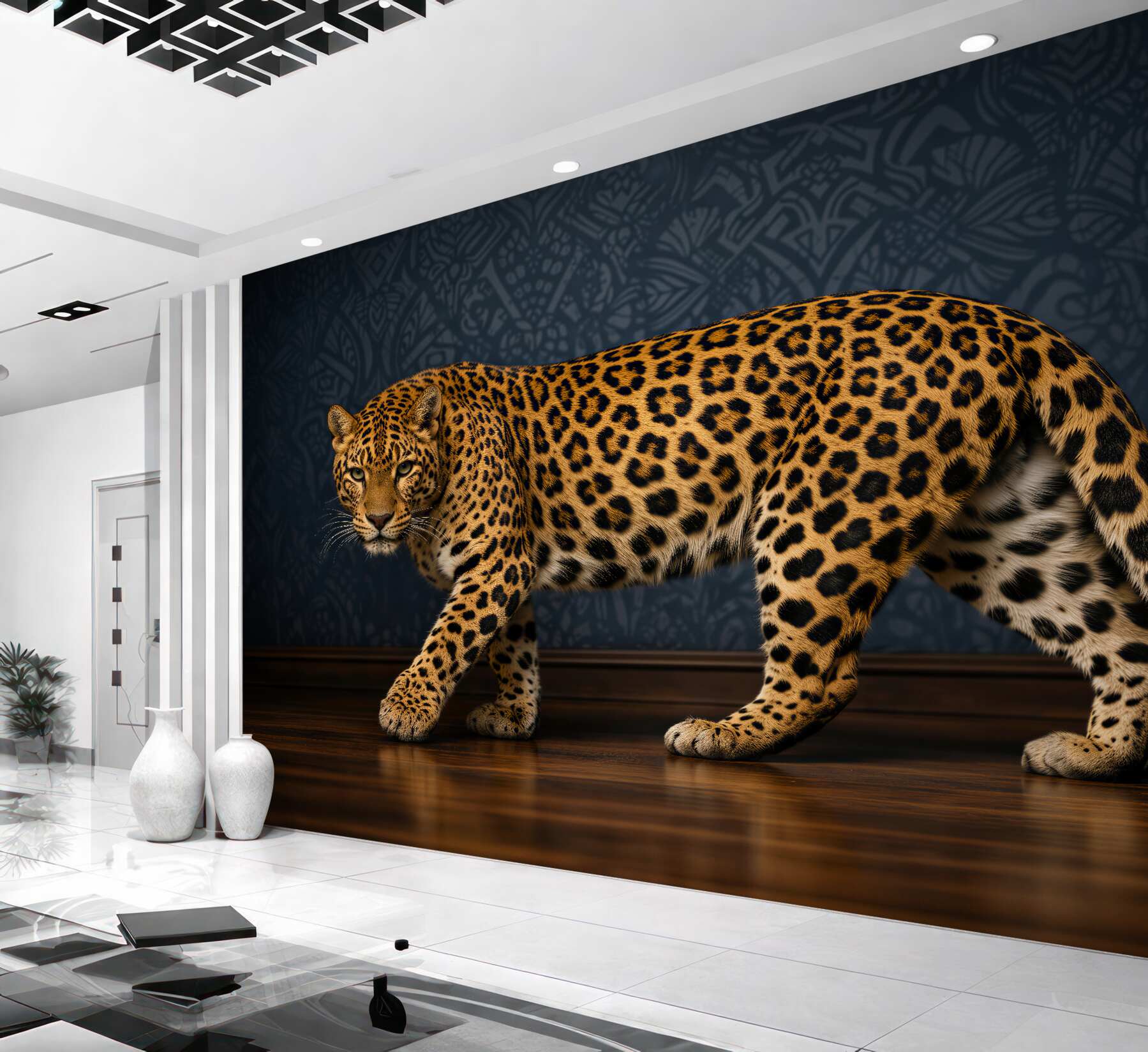 Fototapet Leopard feroce pe fundal elegant
