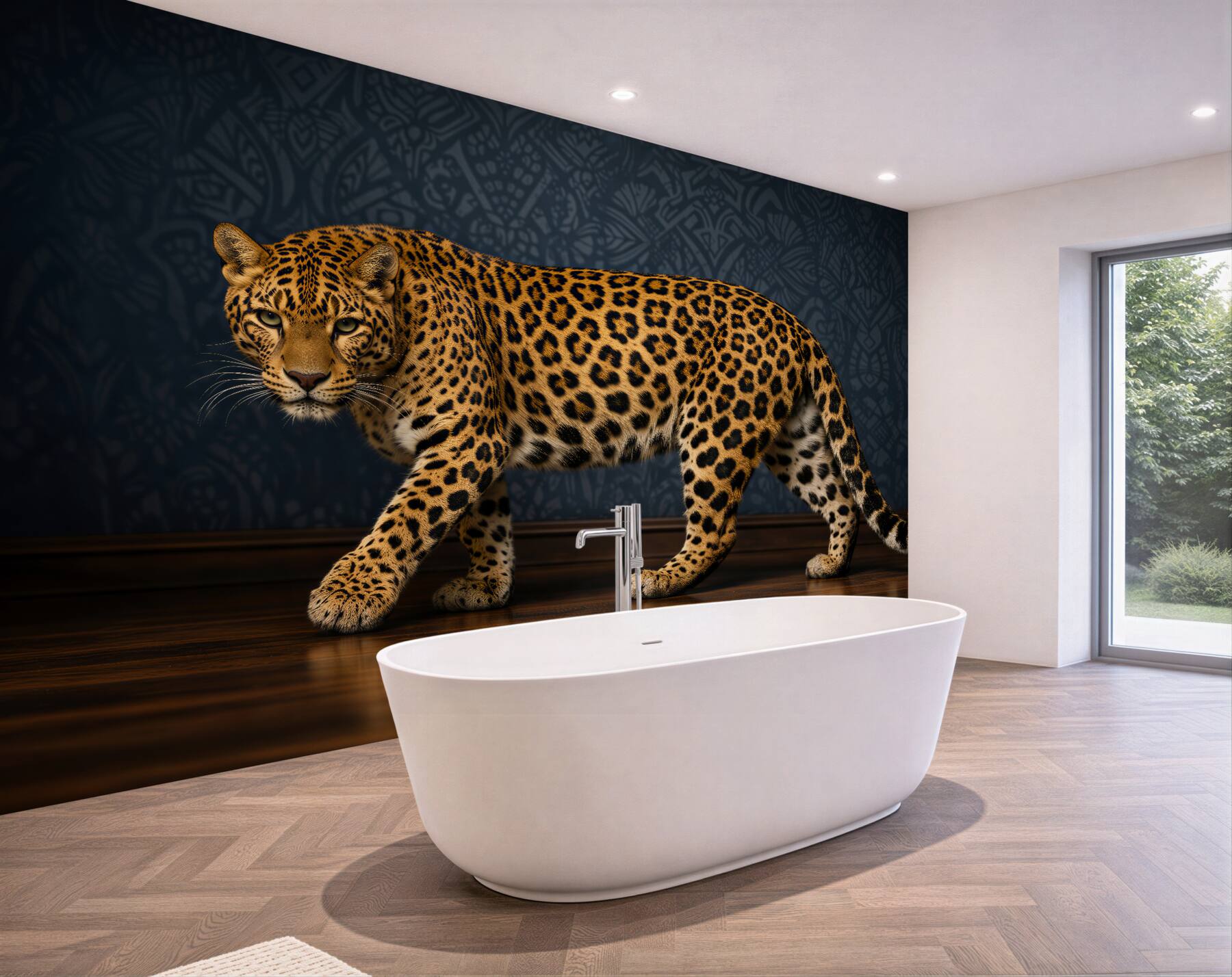 Fototapet Leopard feroce pe fundal elegant