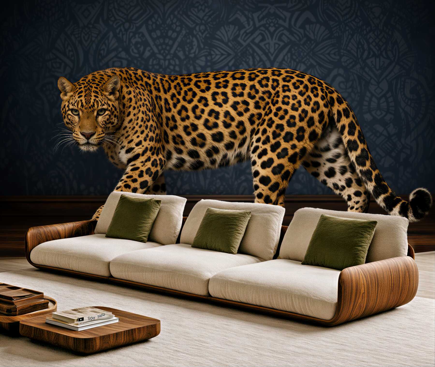 Fototapet Leopard feroce pe fundal elegant