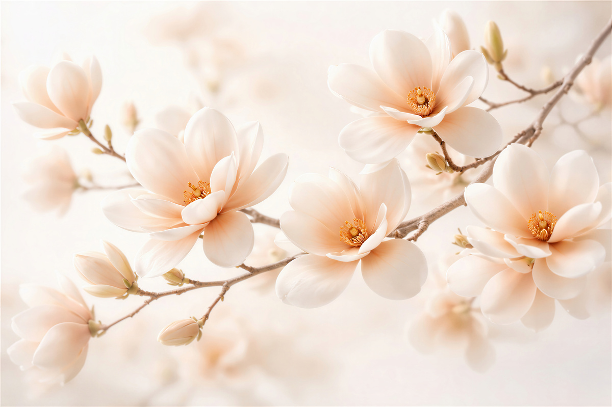 Fototapet Magnolie delicată în floare luminoasă