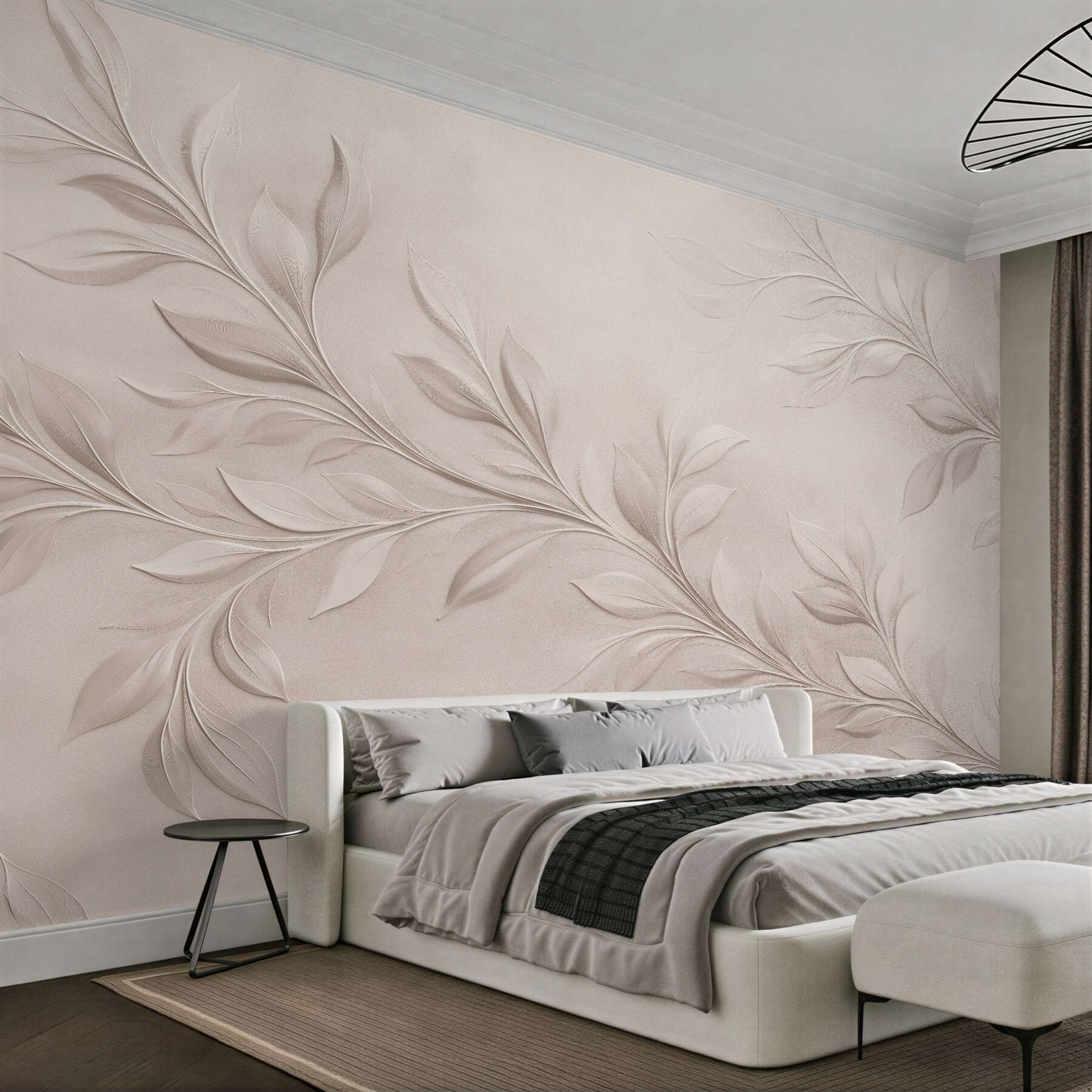 Fototapet Frunze bej în relief elegant