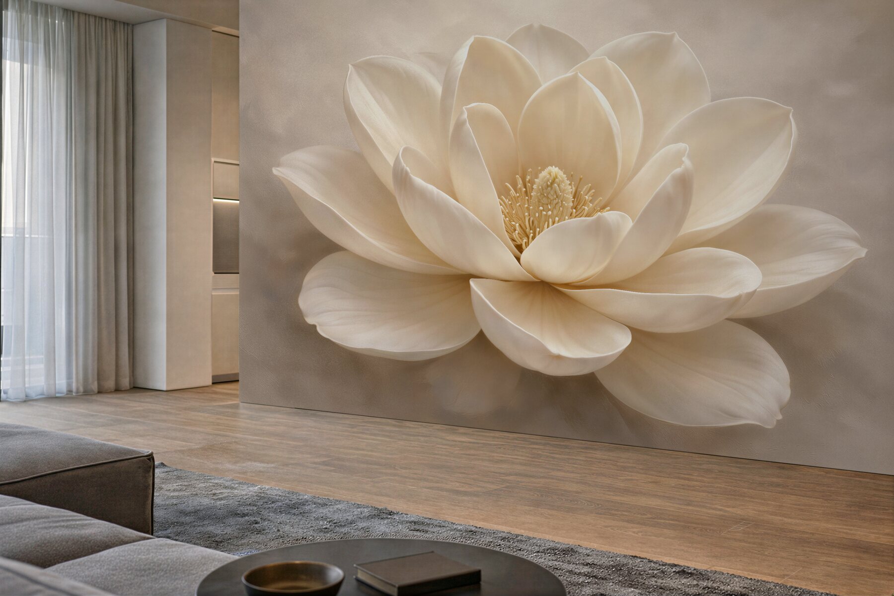 Fototapet Floare crem în prim-plan elegant