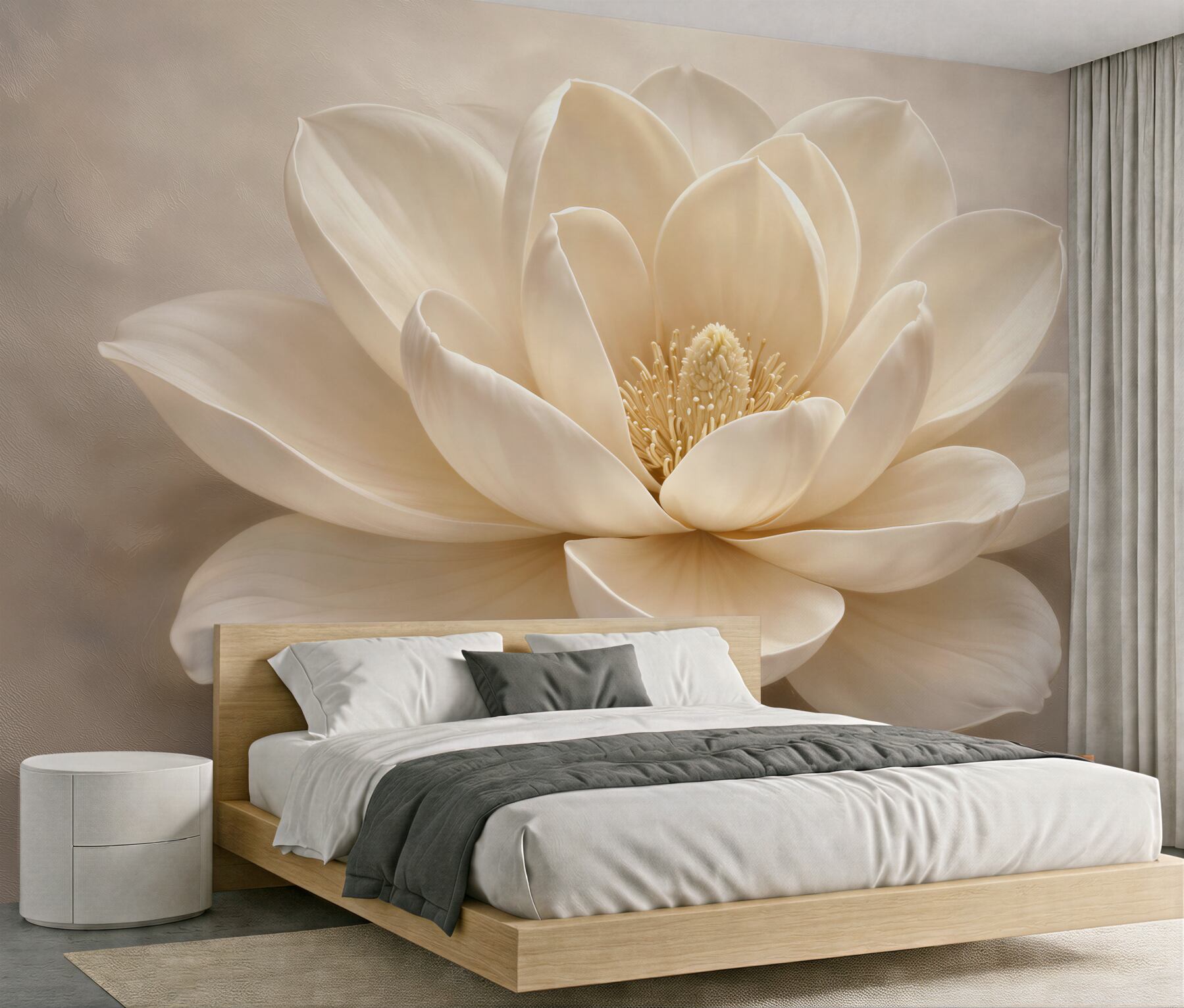 Fototapet Floare crem în prim-plan elegant