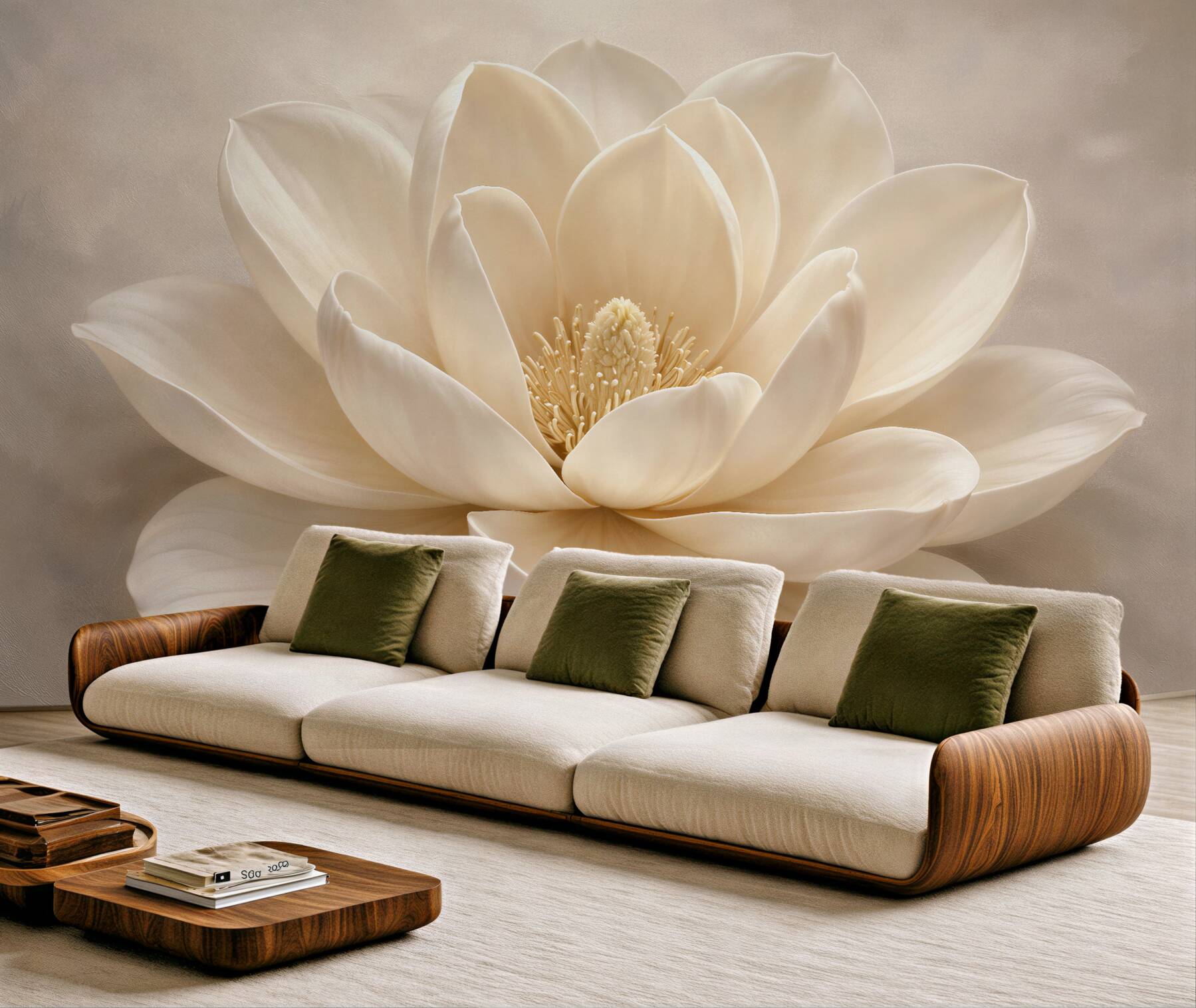Fototapet Floare crem în prim-plan elegant