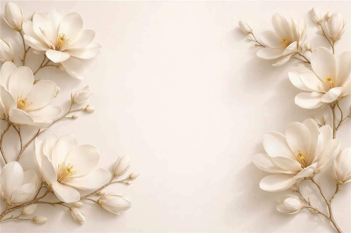 Fototapet Magnolii luminoase într-un cadru elegant