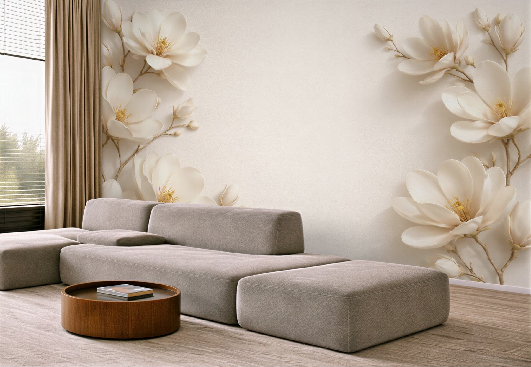 Fototapet Magnolii luminoase într-un cadru elegant