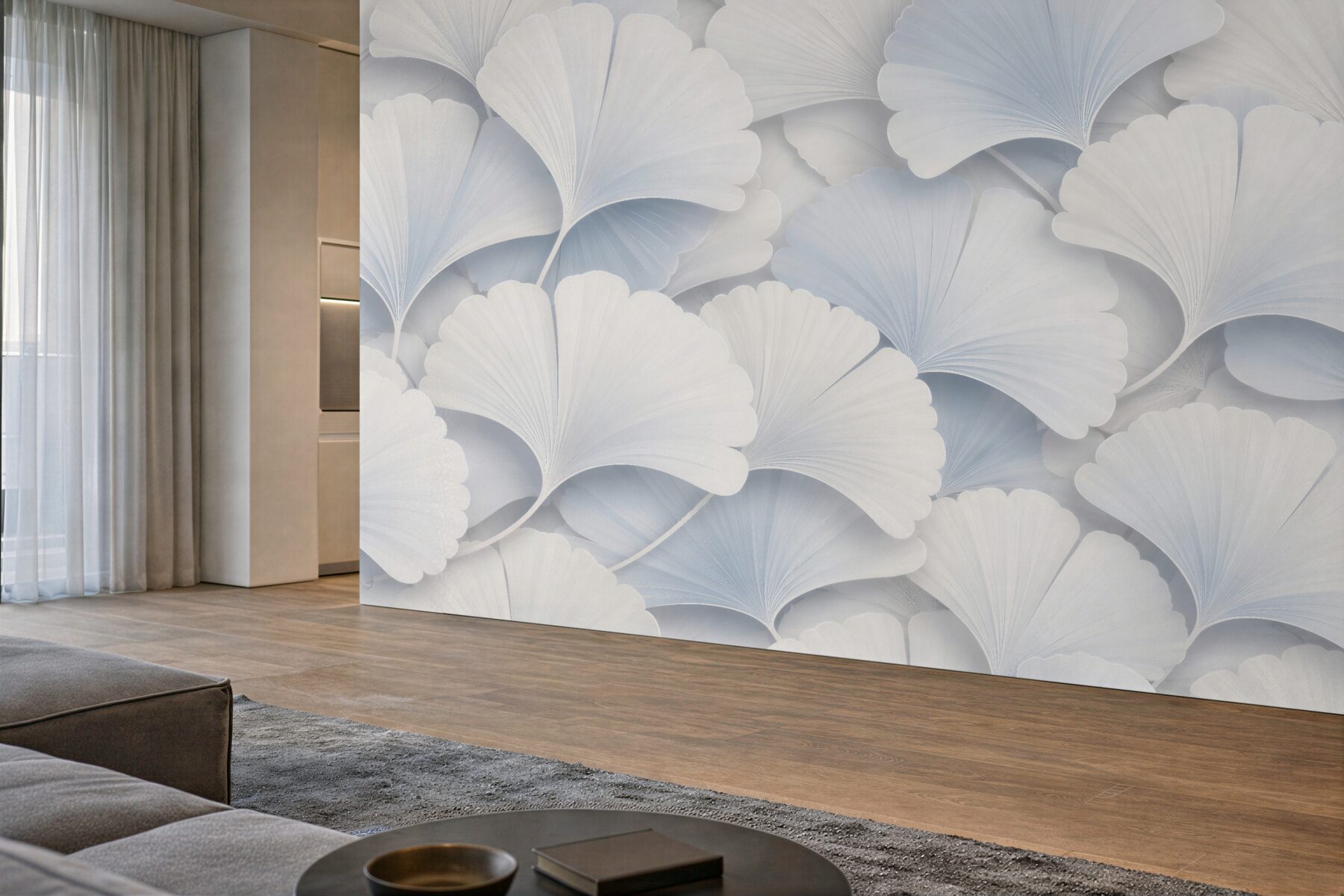 Fototapet Frunze albe de ginkgo 3D