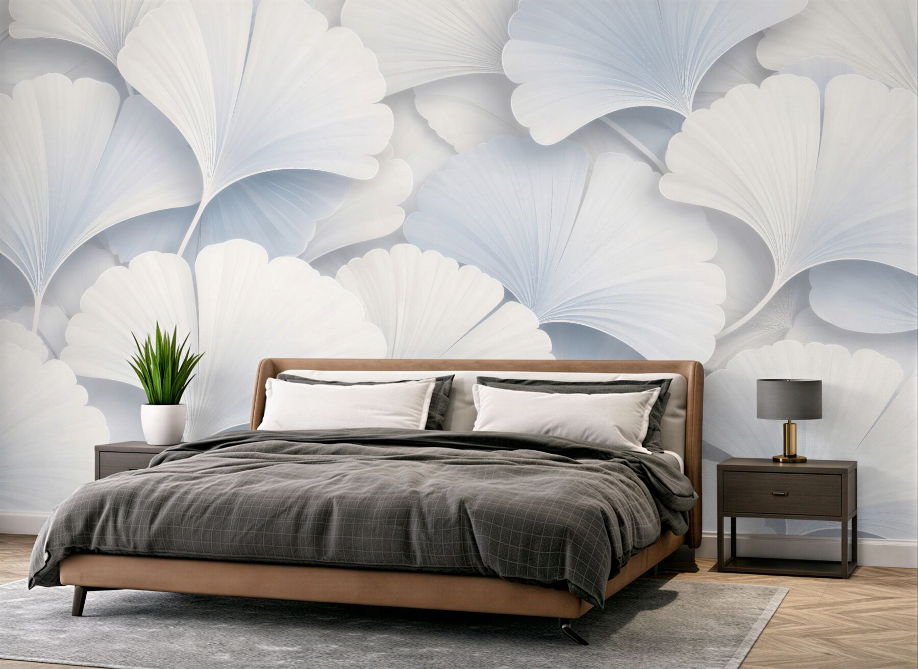 Fototapet Frunze albe de ginkgo 3D