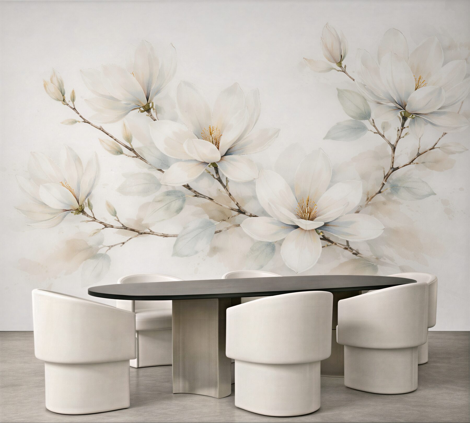 Fototapet Magnolii delicate în acuarelă