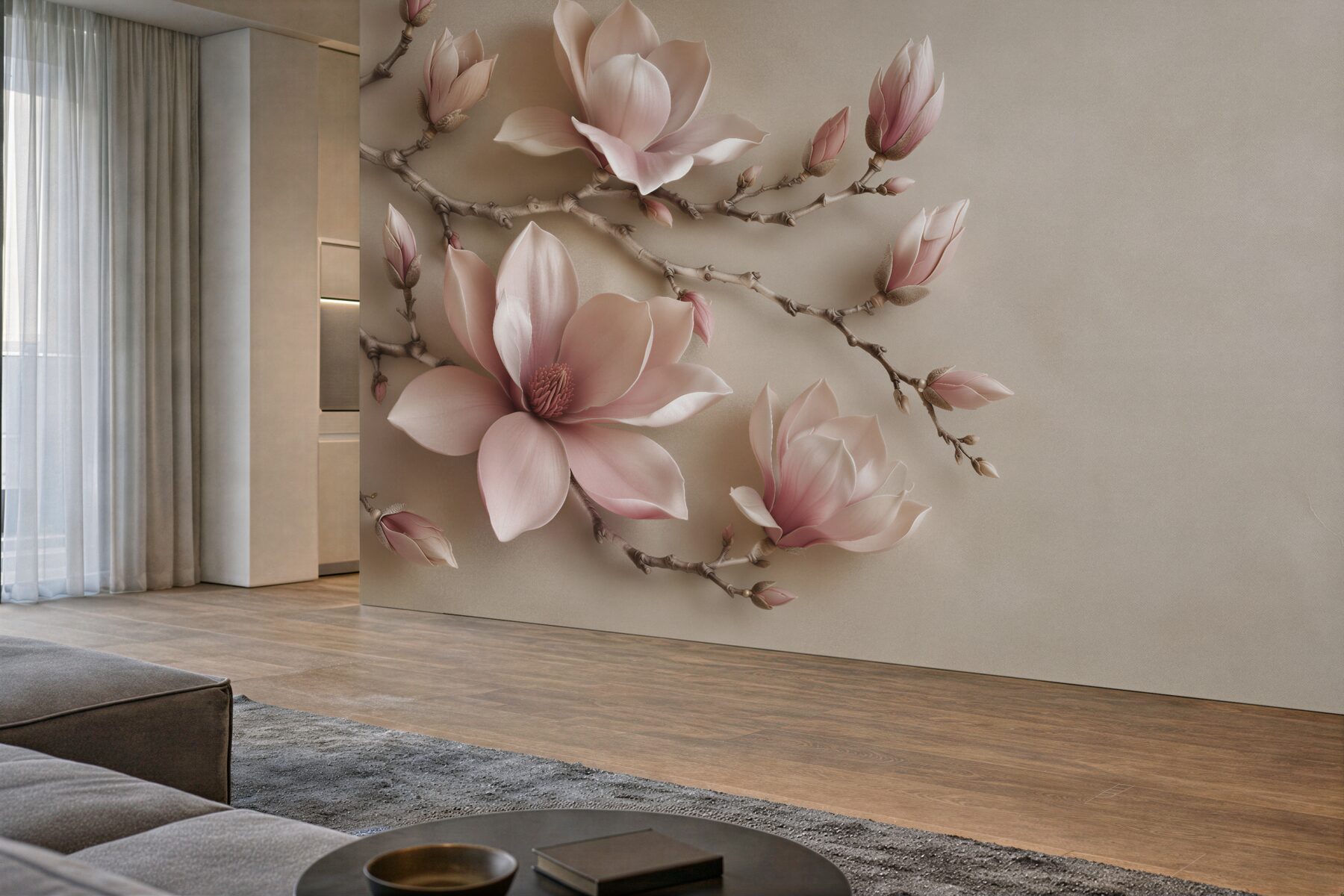 Fototapet Magnolie pudrată pe ramuri