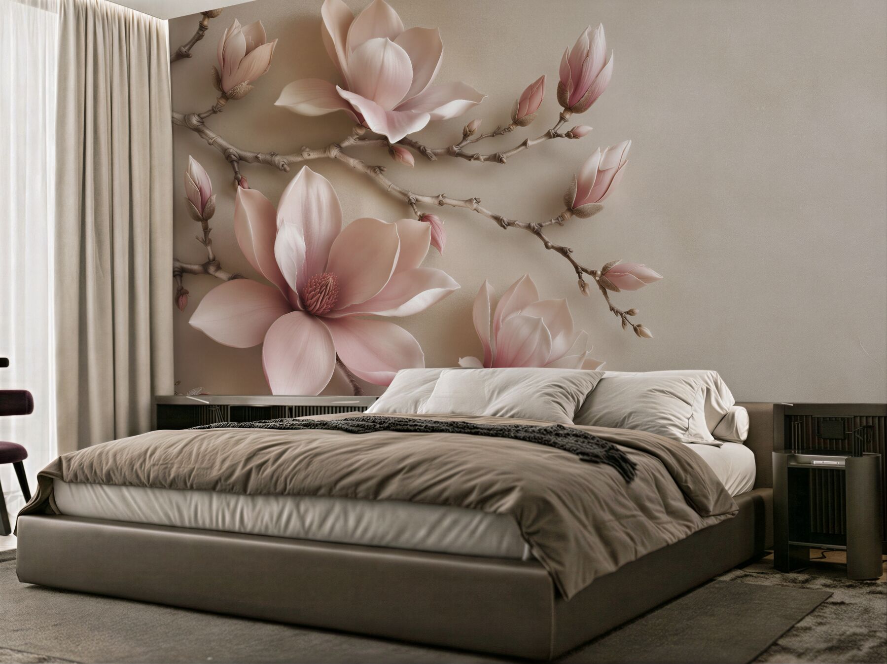 Fototapet Magnolie pudrată pe ramuri