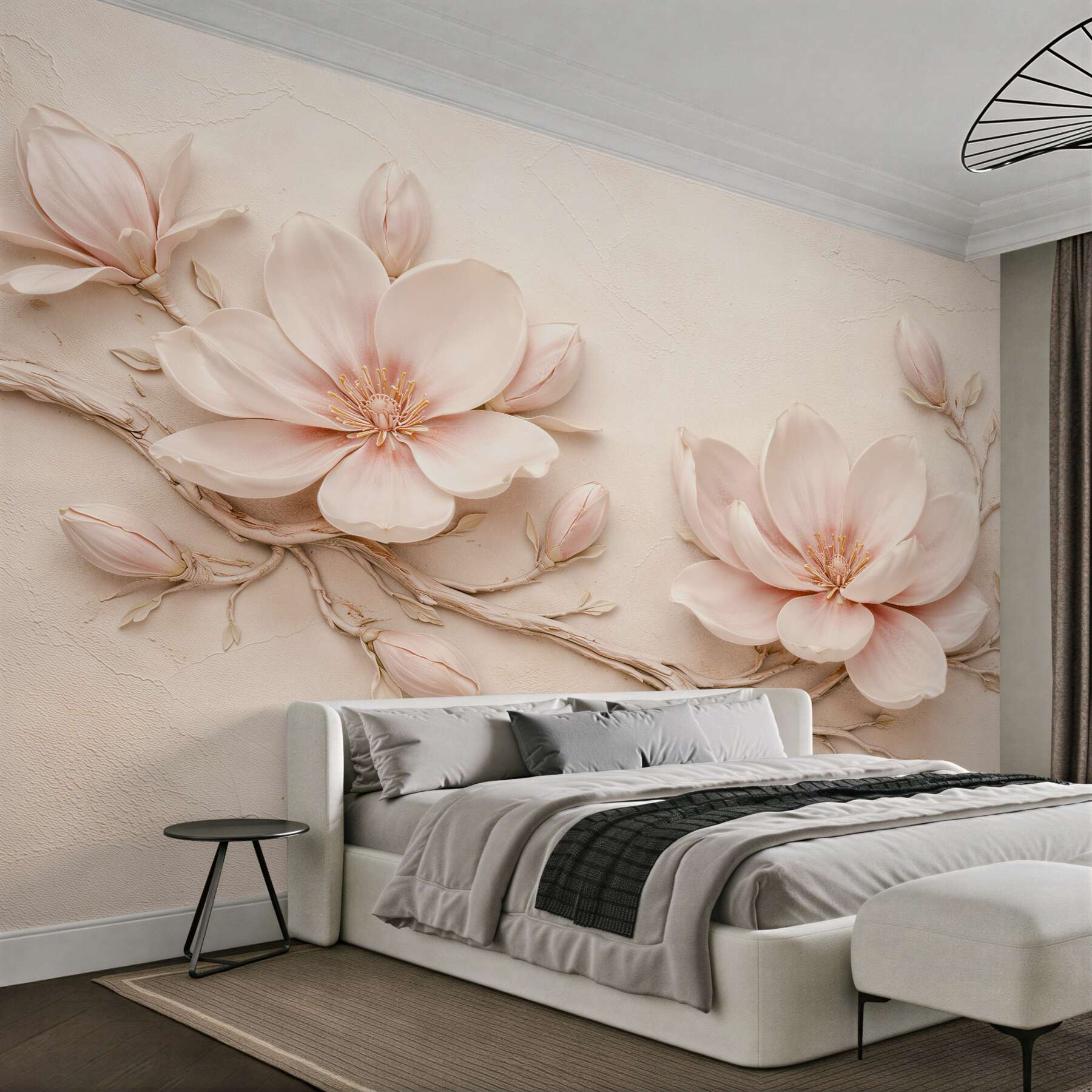 Fototapet Magnolii crem în relief subtil