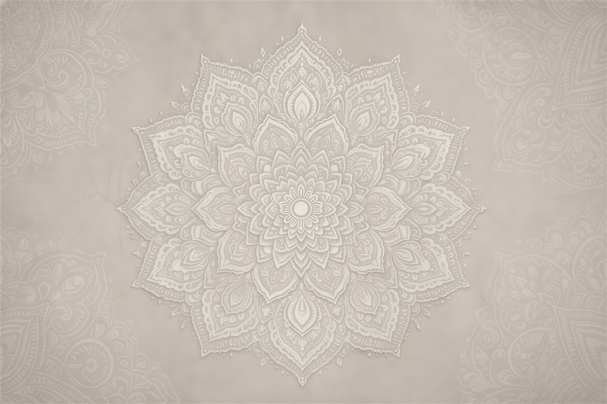 Fototapet Mandala bej în stil subtil