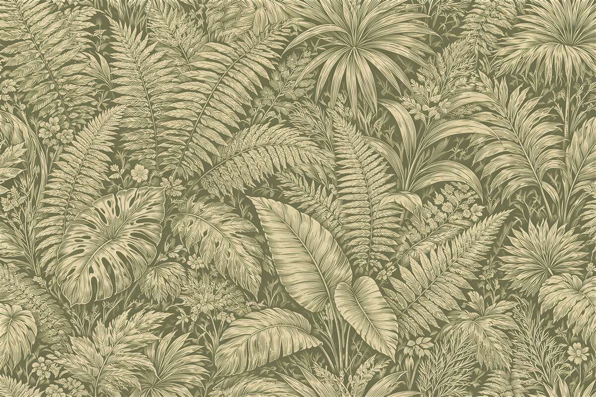 Fototapet Junglă botanică în sepia