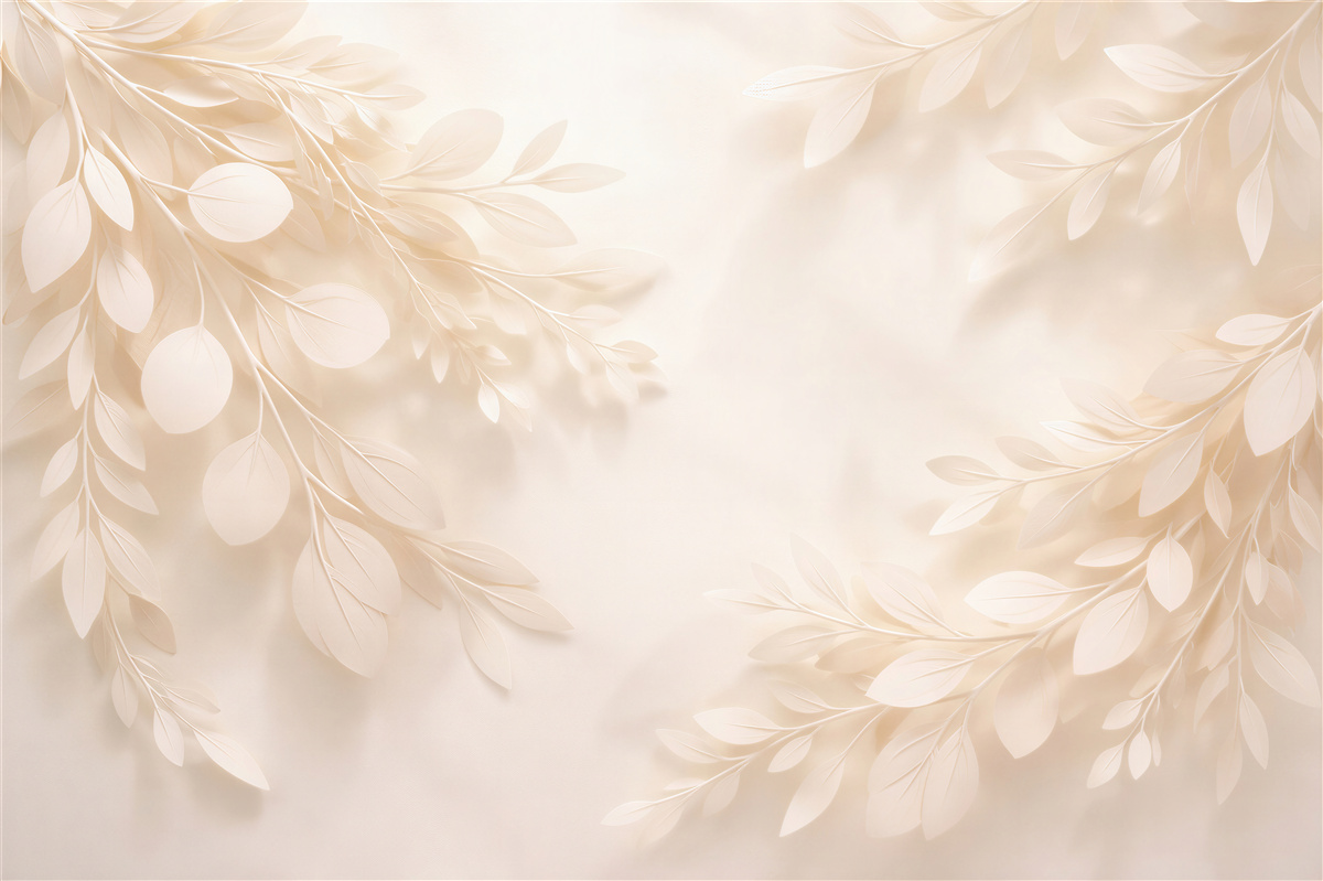 Fototapet Crenguțe crem cu frunze delicate