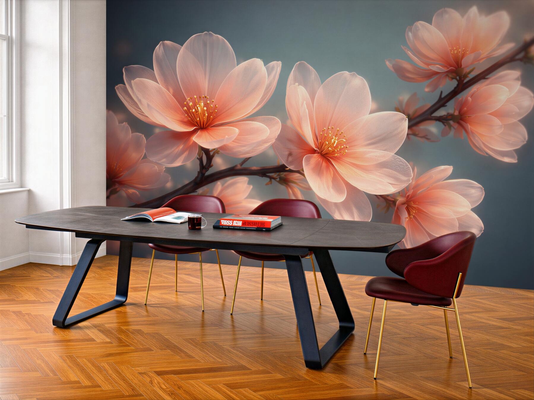Fototapet Flori luminoase de magnolie în zori
