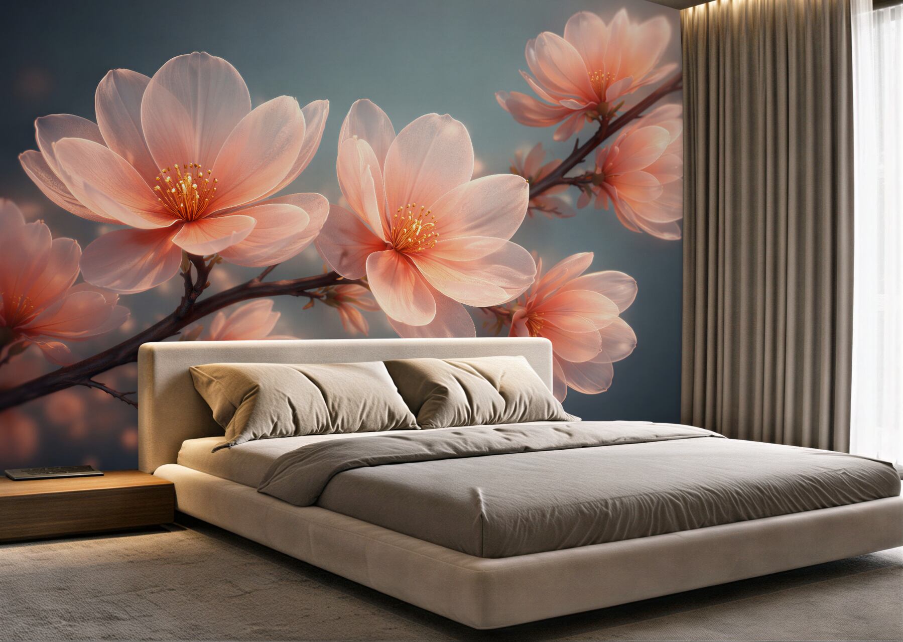 Fototapet Flori luminoase de magnolie în zori