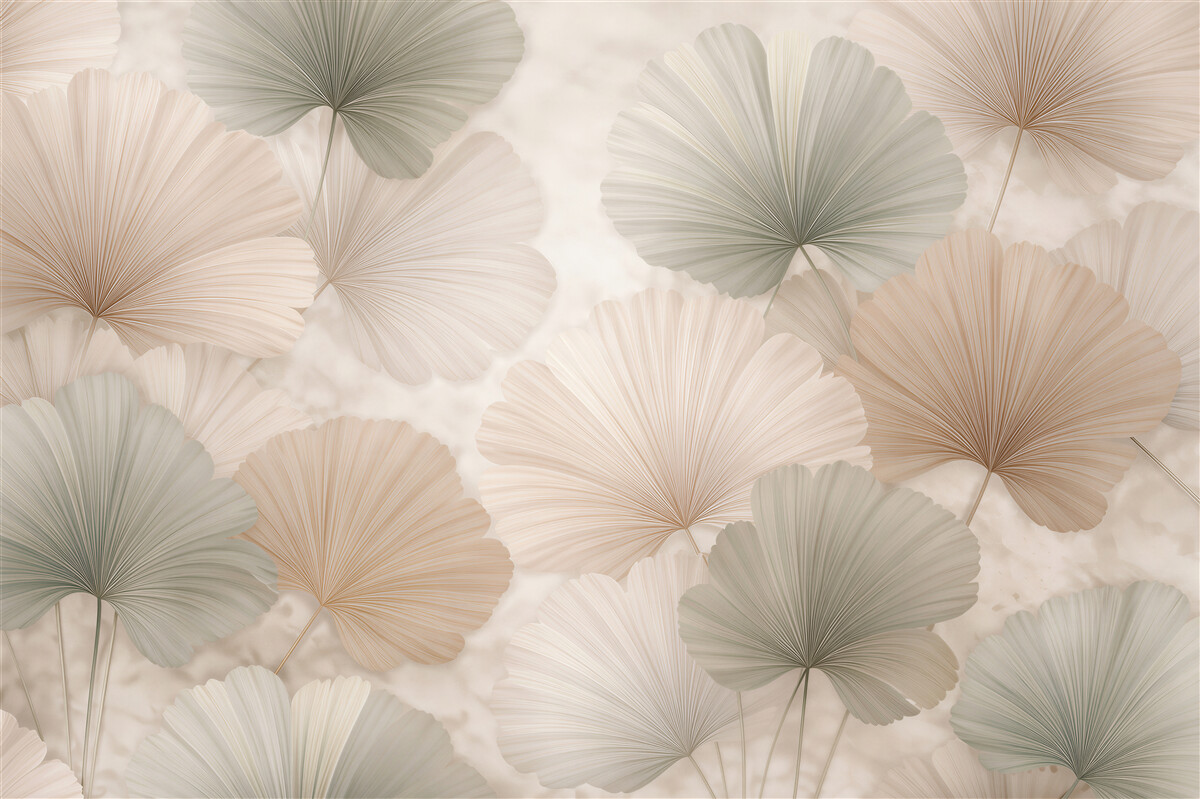 Fototapet Evantaie pastel din frunze de ginkgo