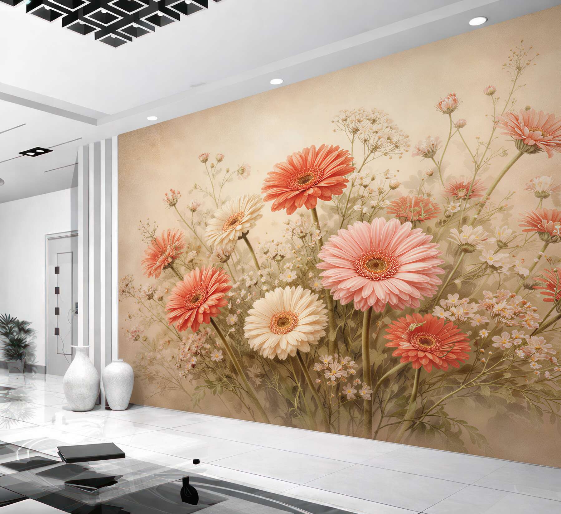 Fototapet Gerbera pastel într-un buchet romantic