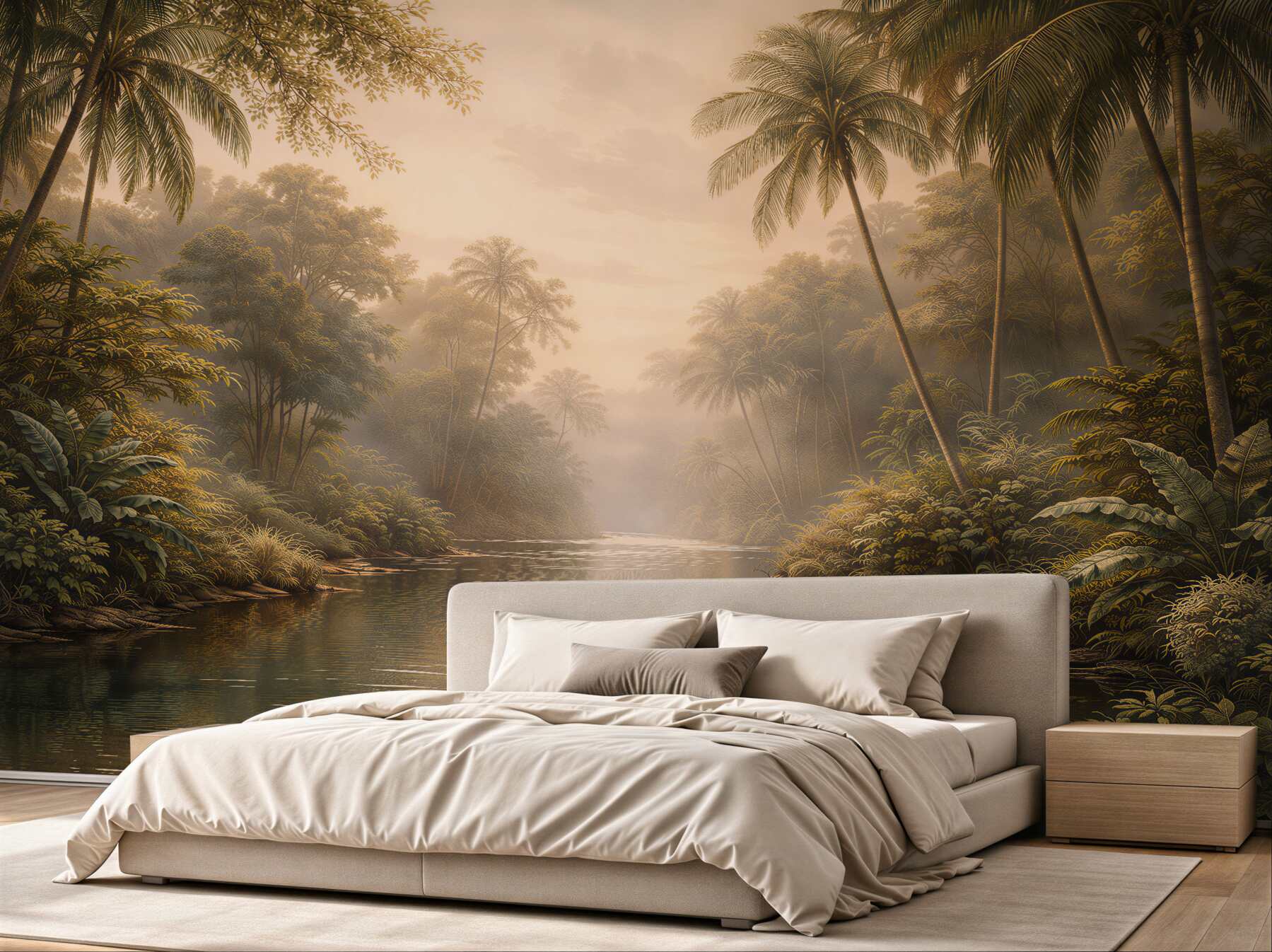 Fototapet Râu în ceață în jungla tropicală