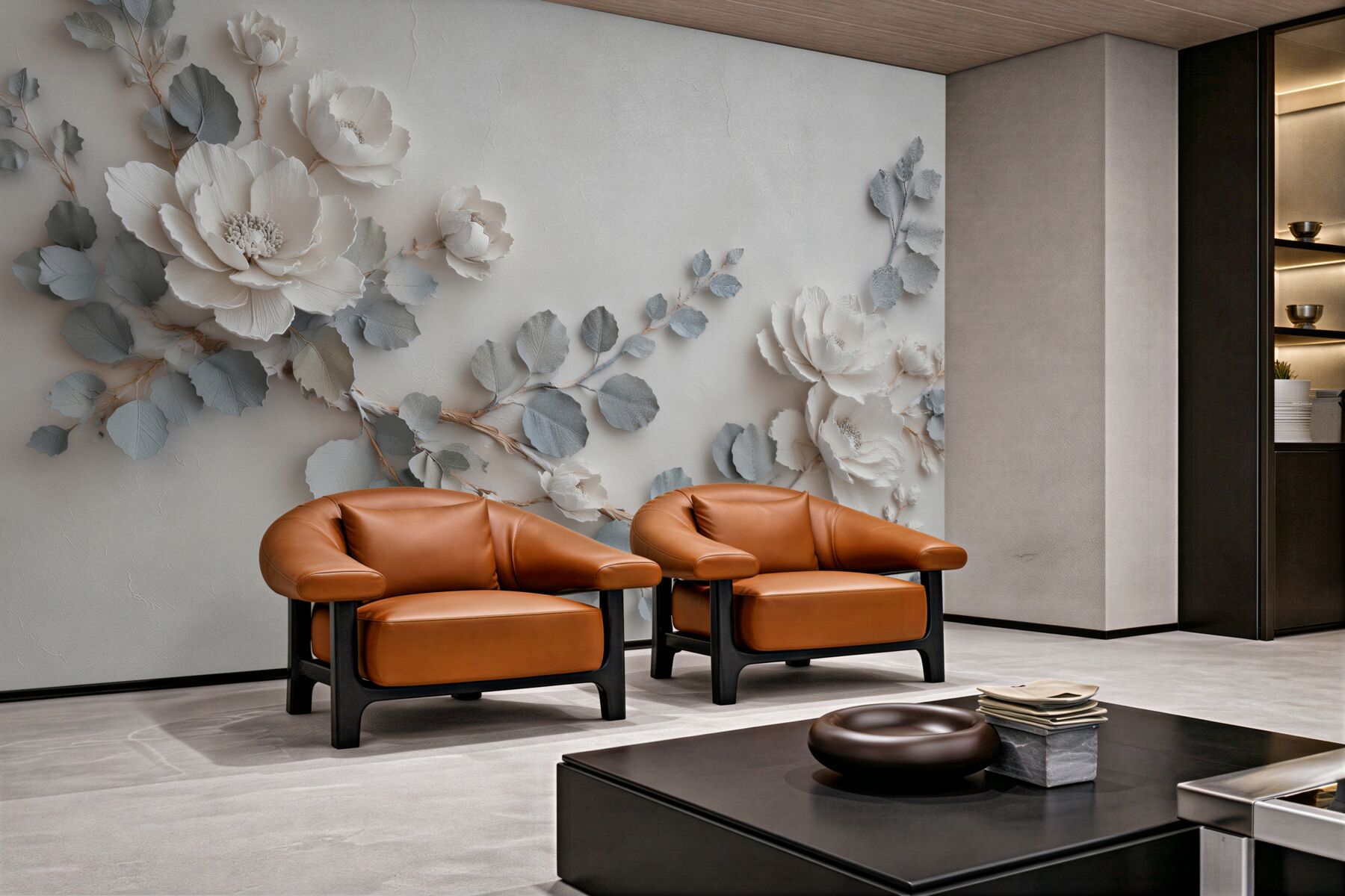 Fototapet Flori subtile în relief elegant