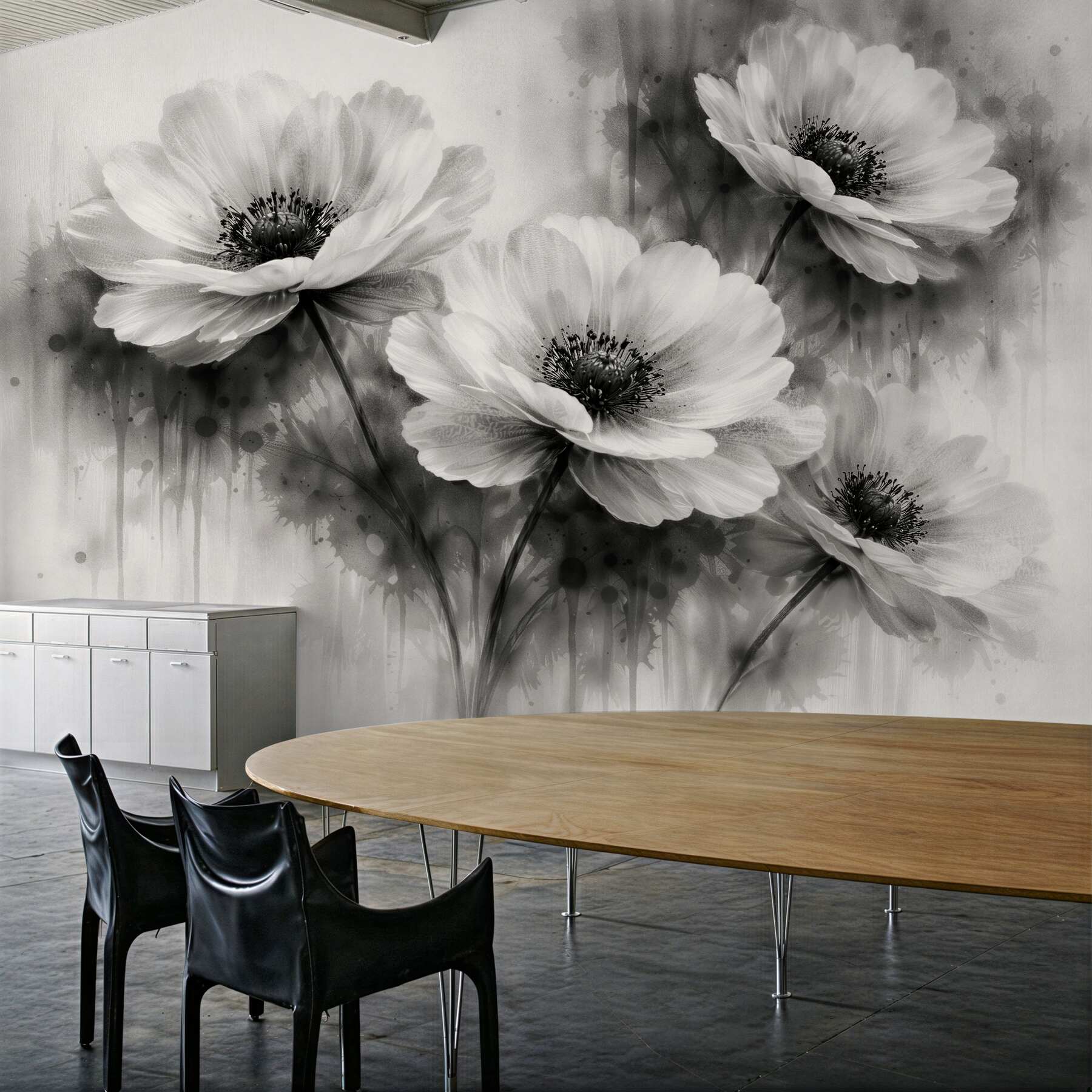 Fototapet Flori în negru nobil