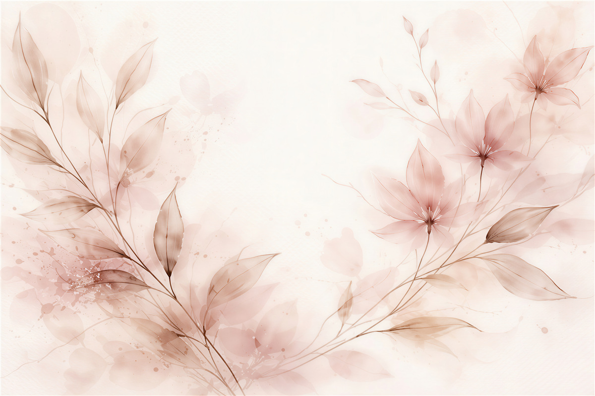 Fototapet Flori pudrate și frunze delicate