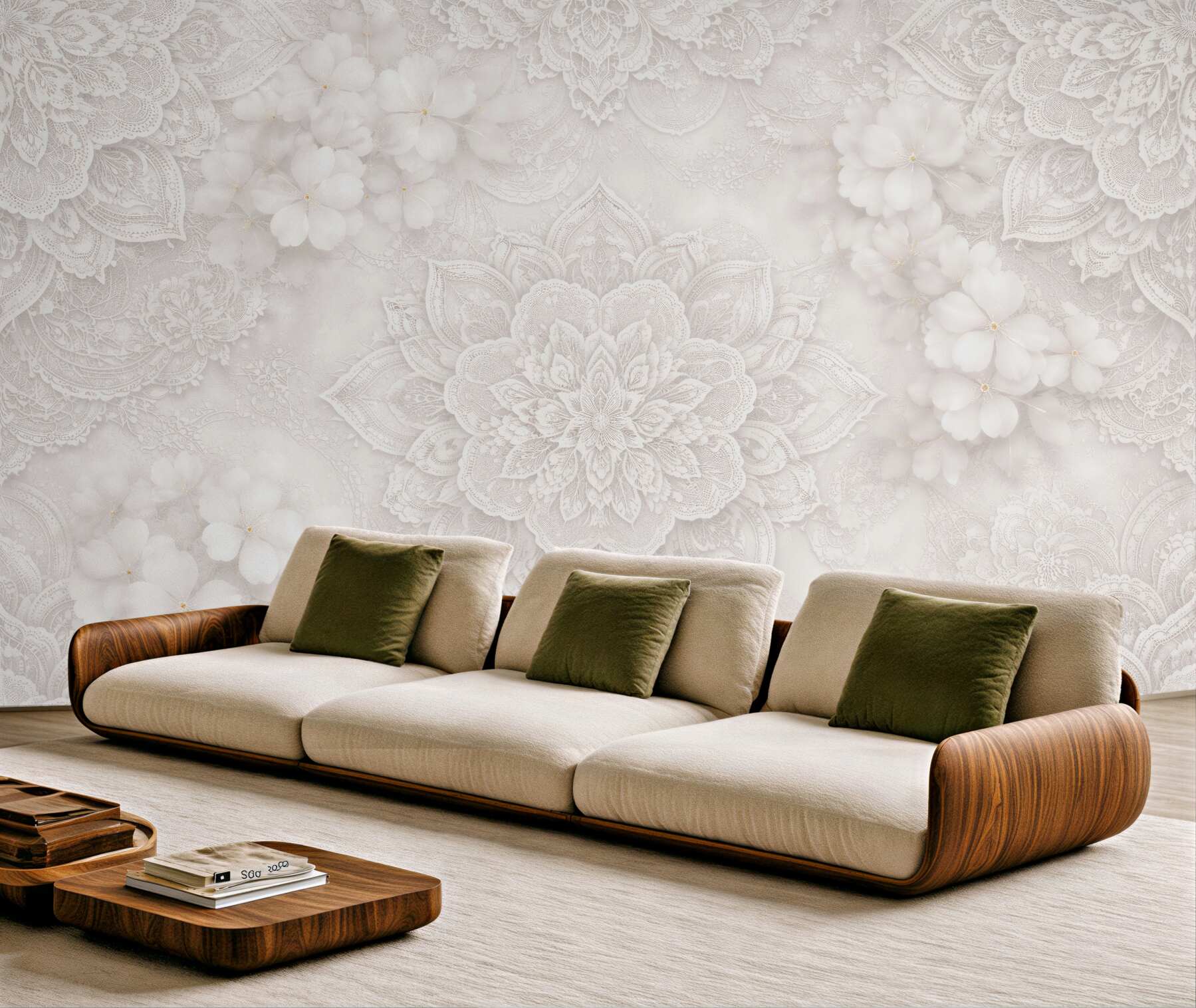 Fototapet Flori din dantelă mandala 3D