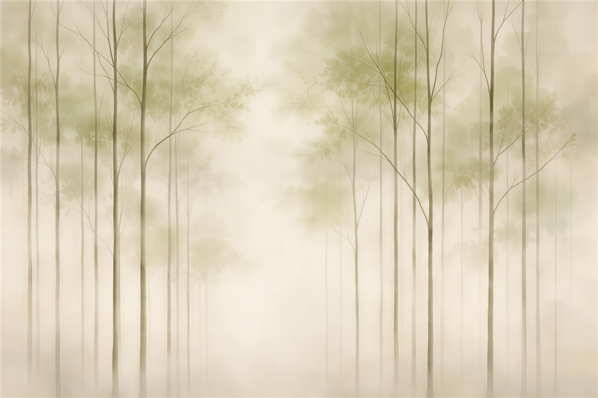 Fototapet Pădure minimalistă în ceață