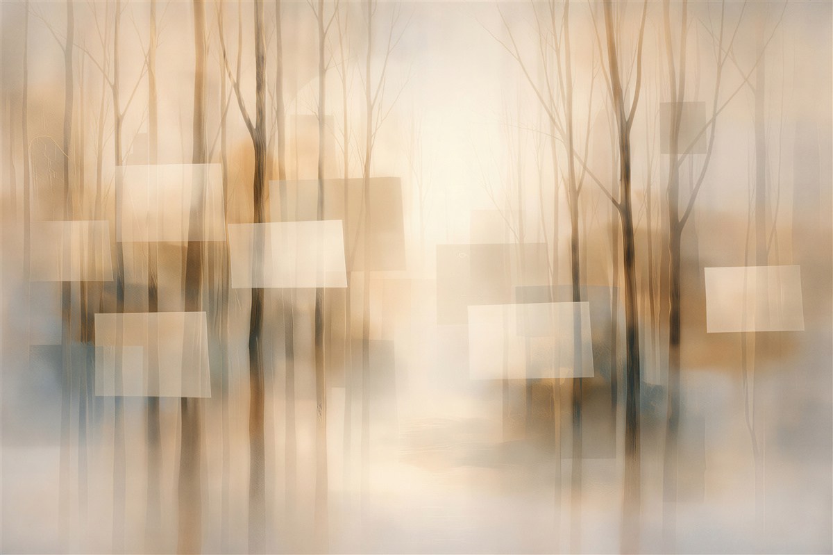 Fototapet Pădure abstractă în ceață caldă