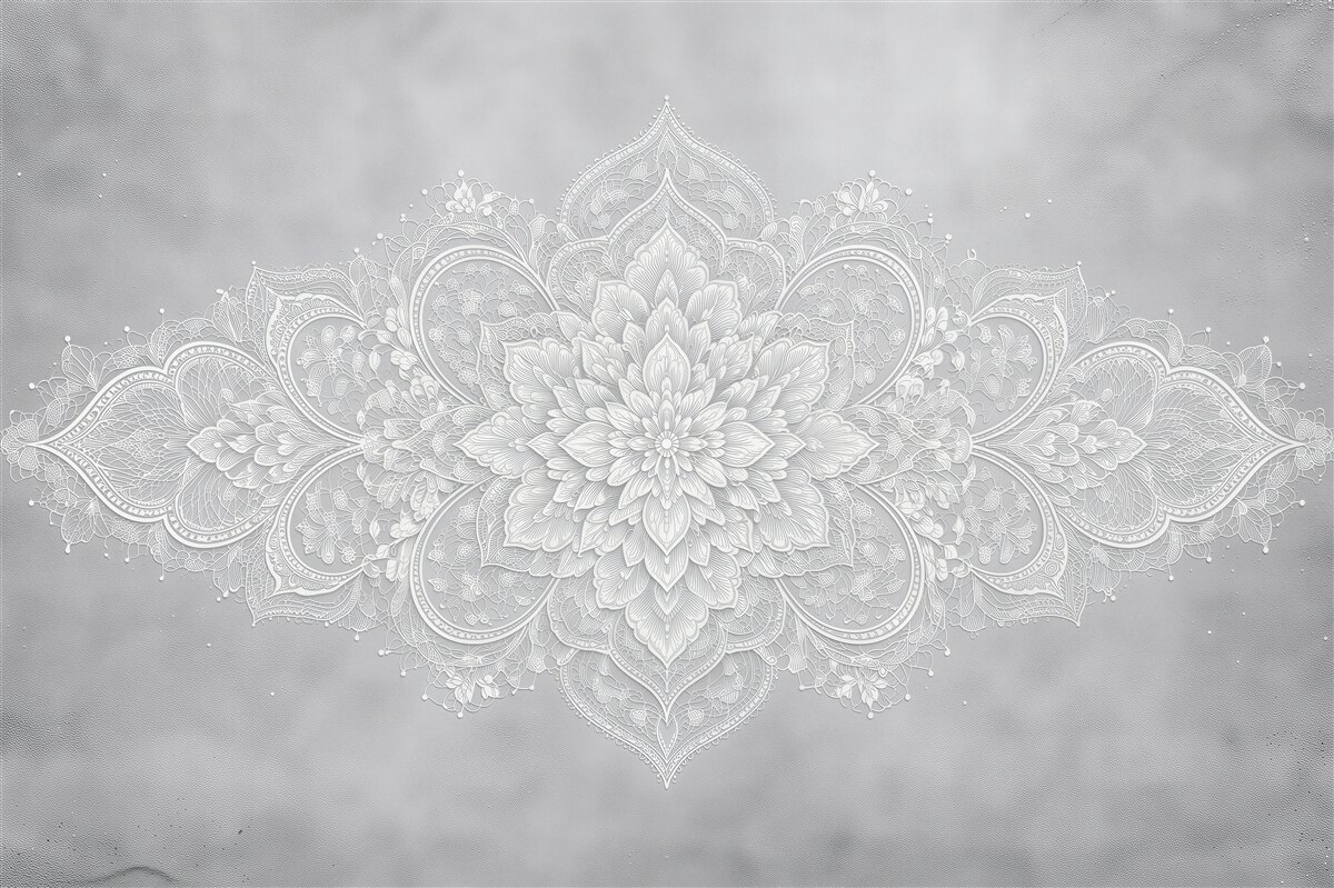 Fototapet Mandala dantelată în tonuri de gri
