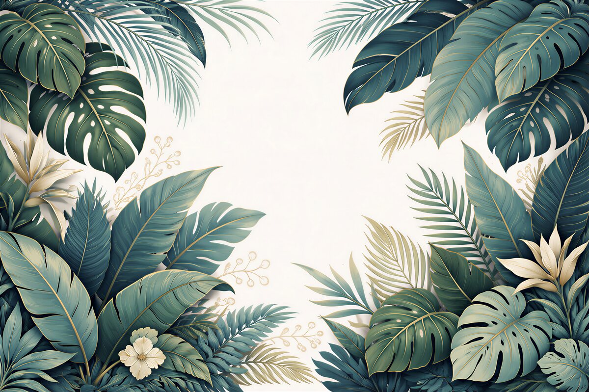 Fototapet Frunze tropicale într-un decor elegant