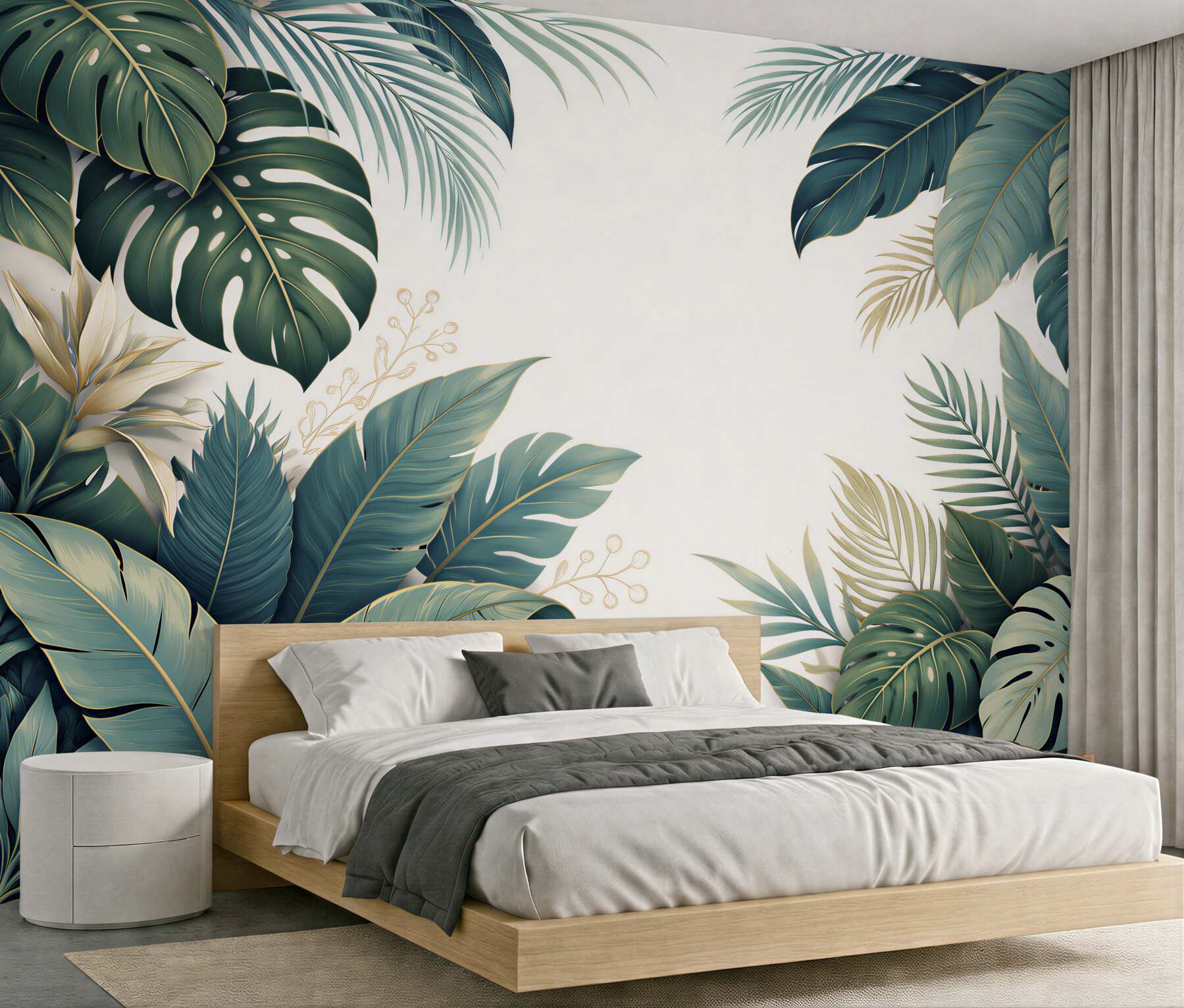 Fototapet Frunze tropicale într-un decor elegant