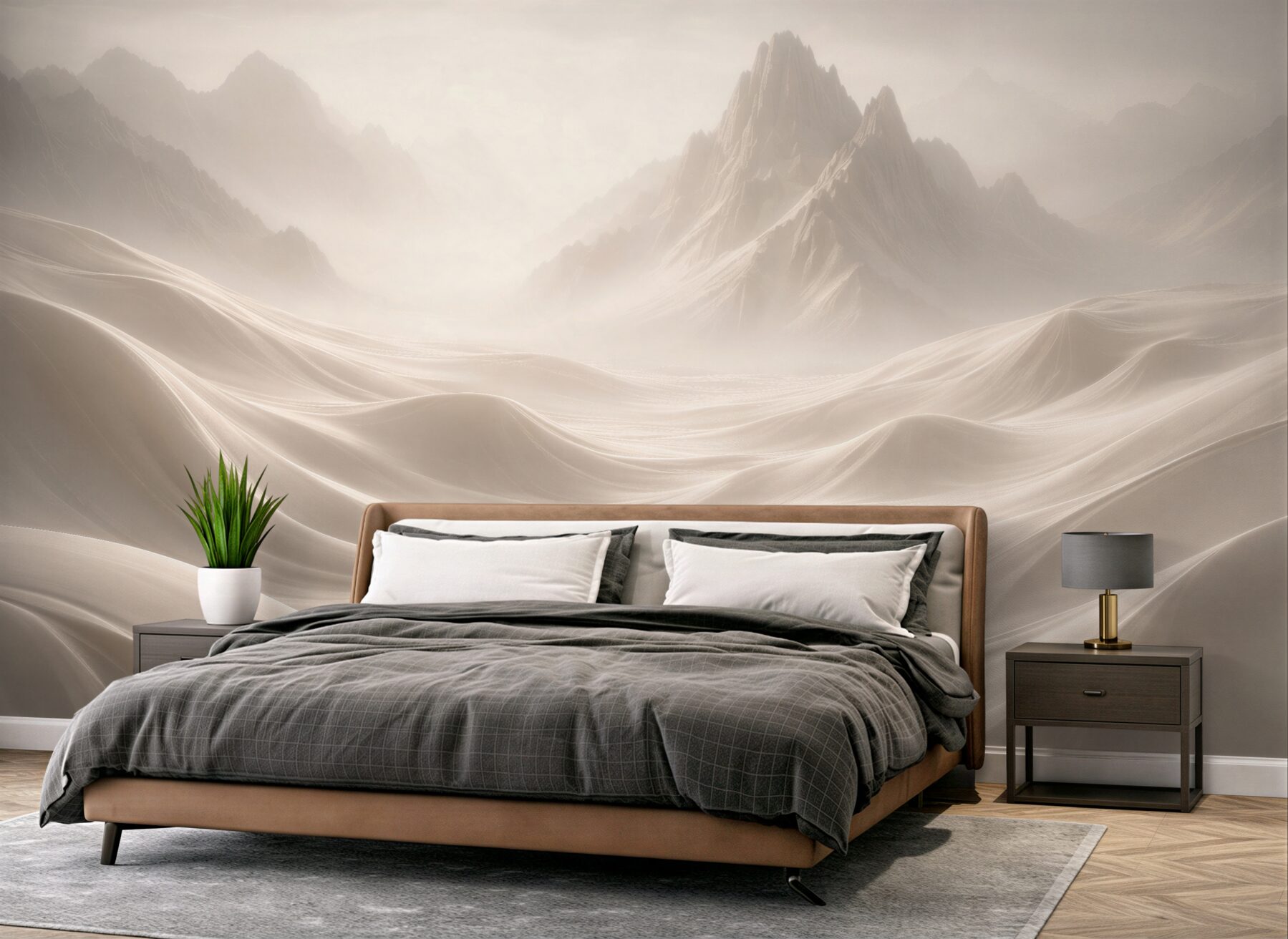 Fototapet Dune eterice și vârfuri de munte