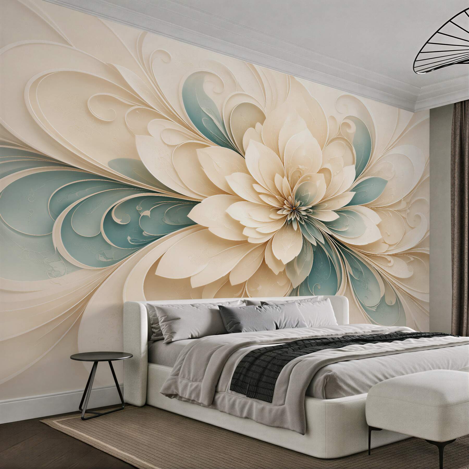 Fototapet Floare crem în stil 3D