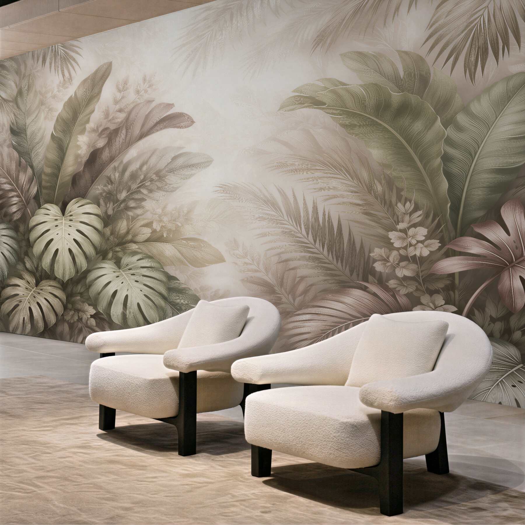 Fototapet Frunze tropicale în bej
