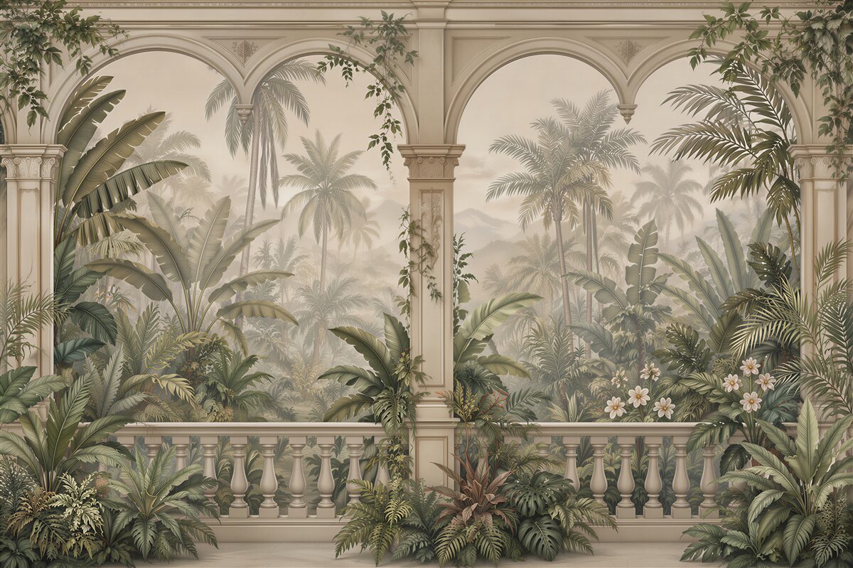 Fototapet Arcade într-o grădină tropicală
