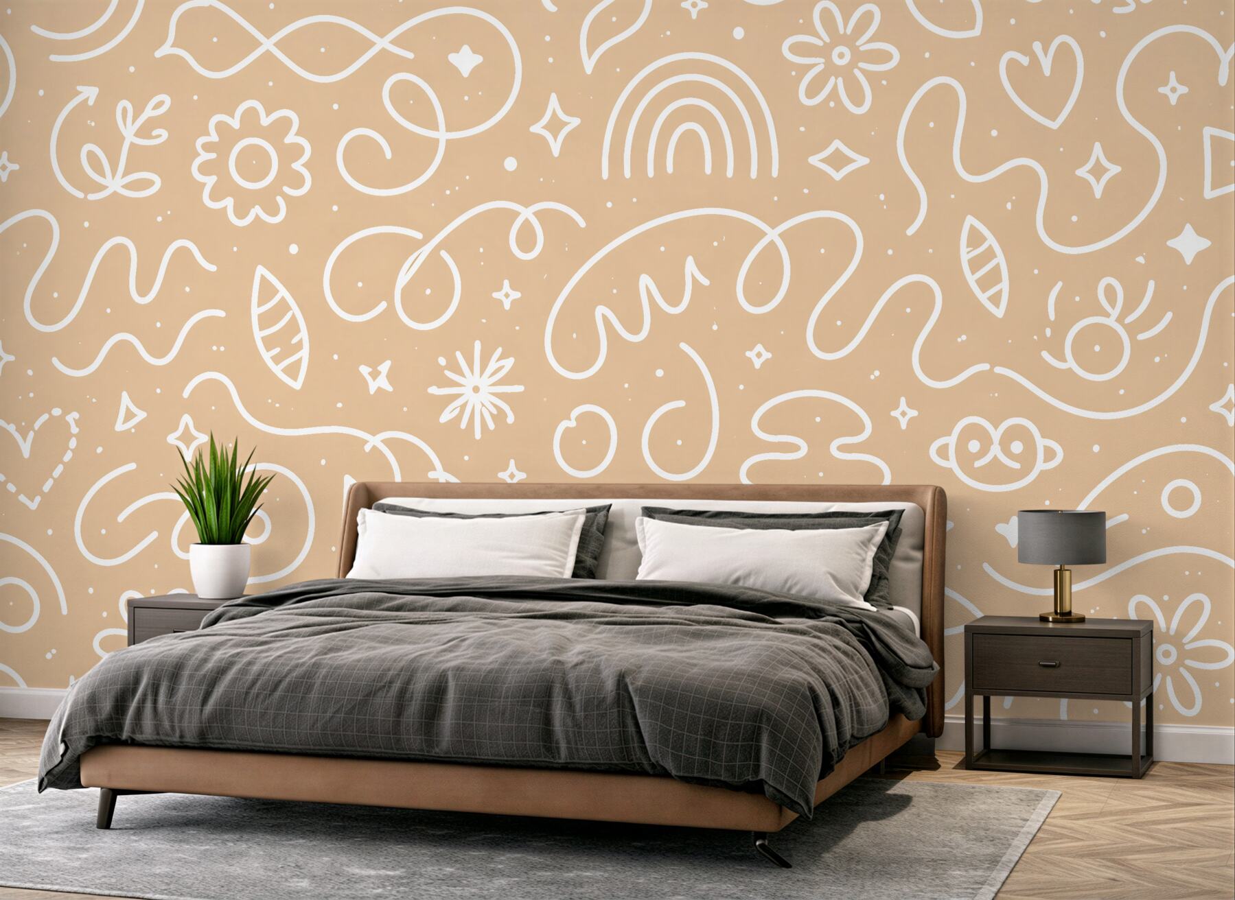 Fototapet Doodle bej pline de lejeritate