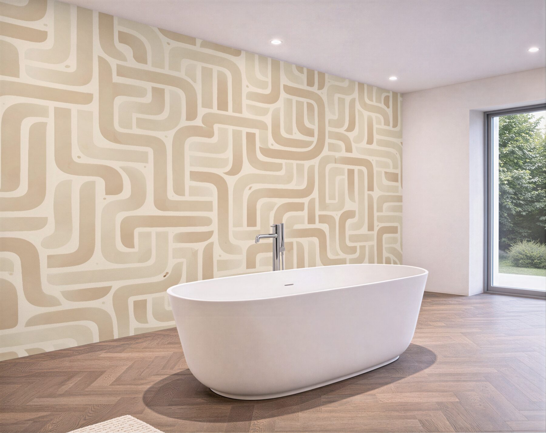 Fototapet Labirint geometric crem