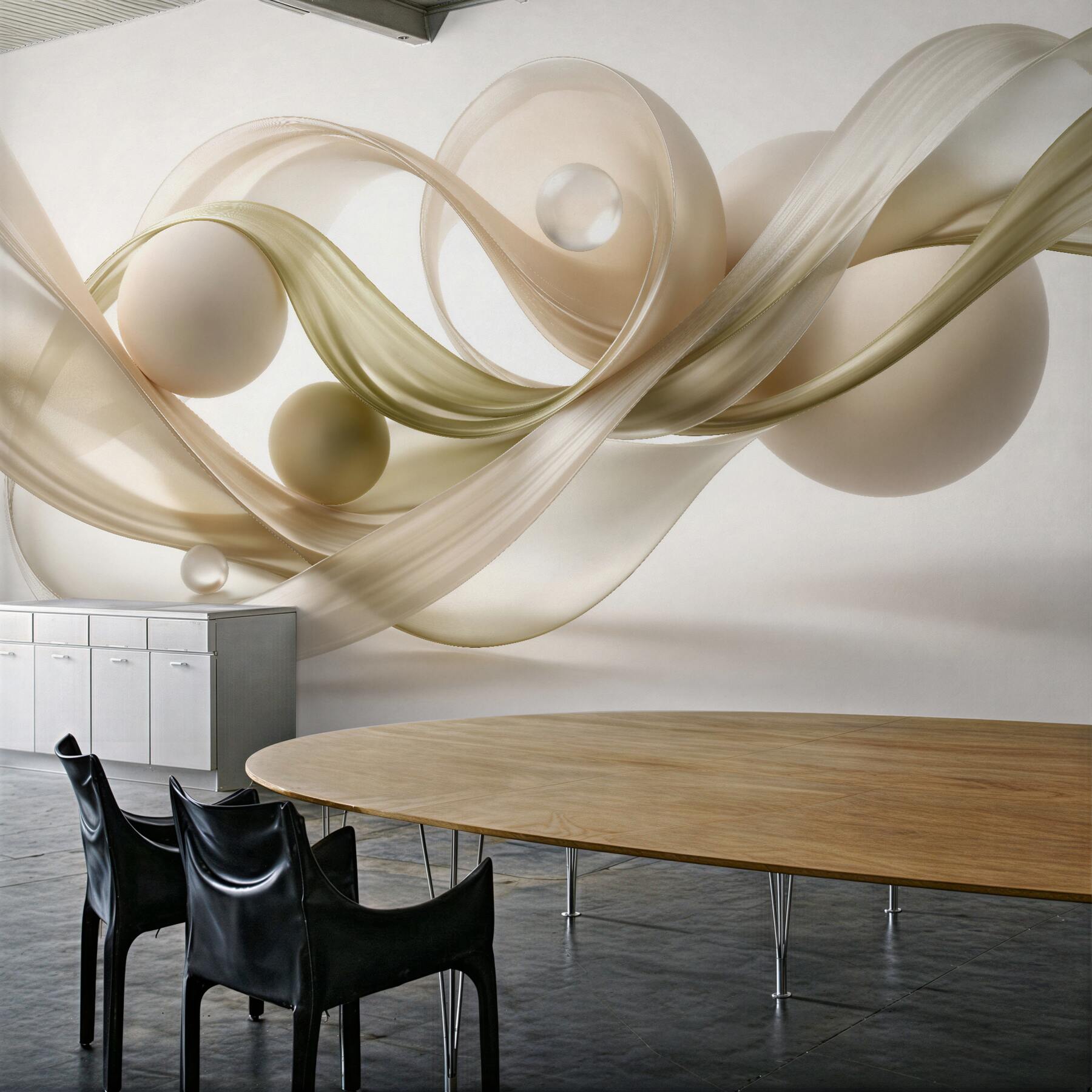 Fototapet Abstracție aurie cu sfere 3D