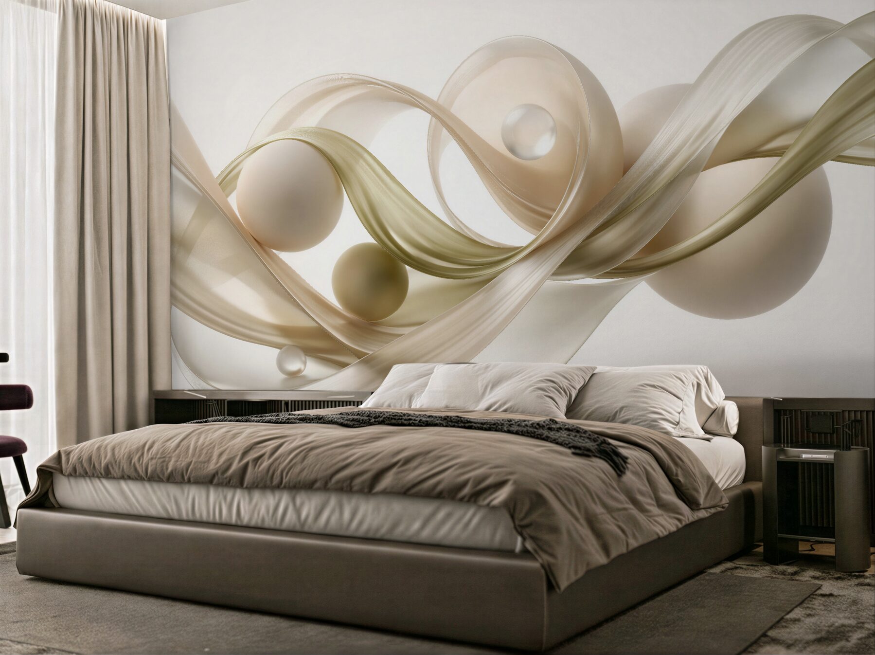 Fototapet Abstracție aurie cu sfere 3D
