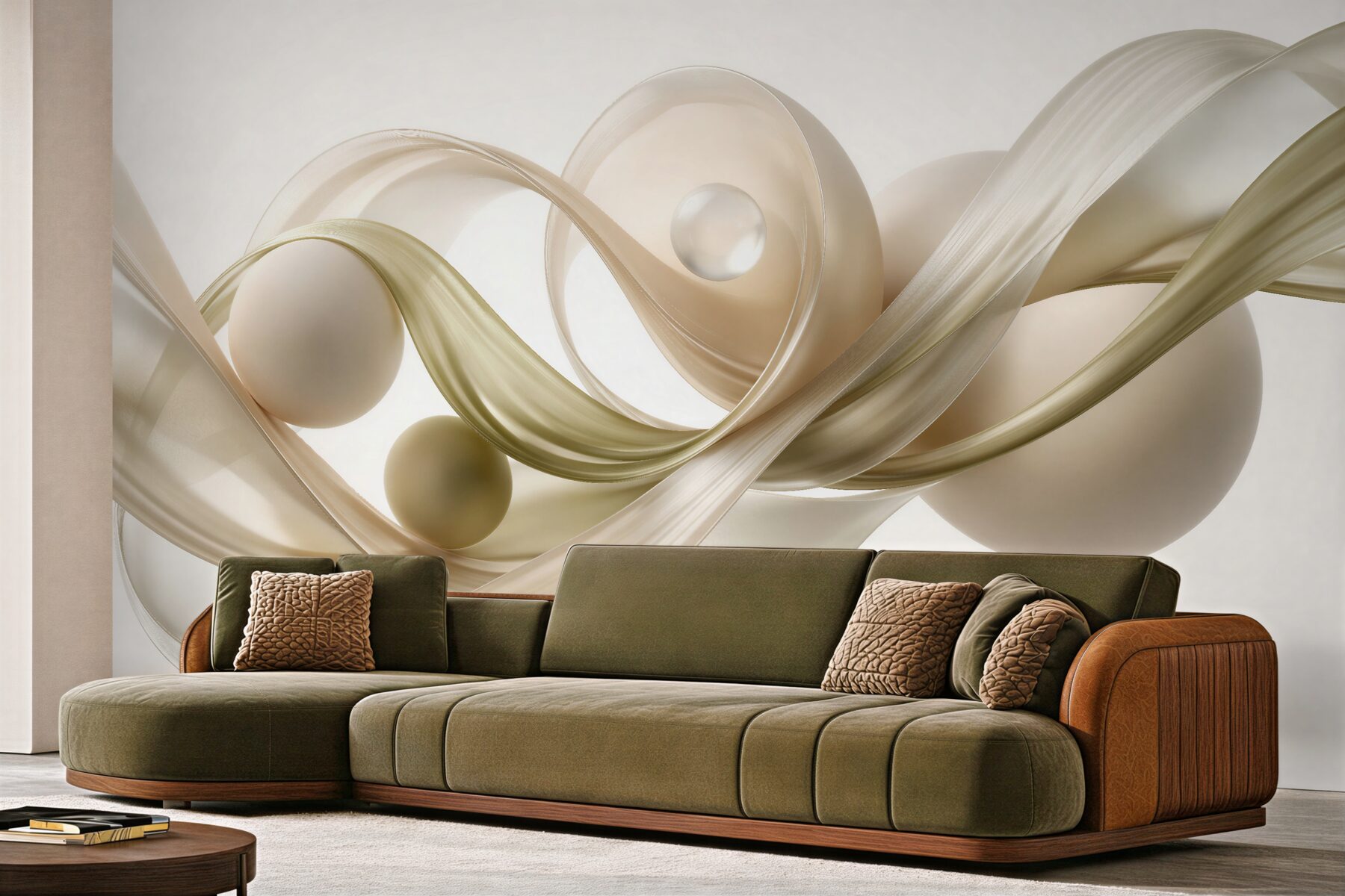 Fototapet Abstracție aurie cu sfere 3D