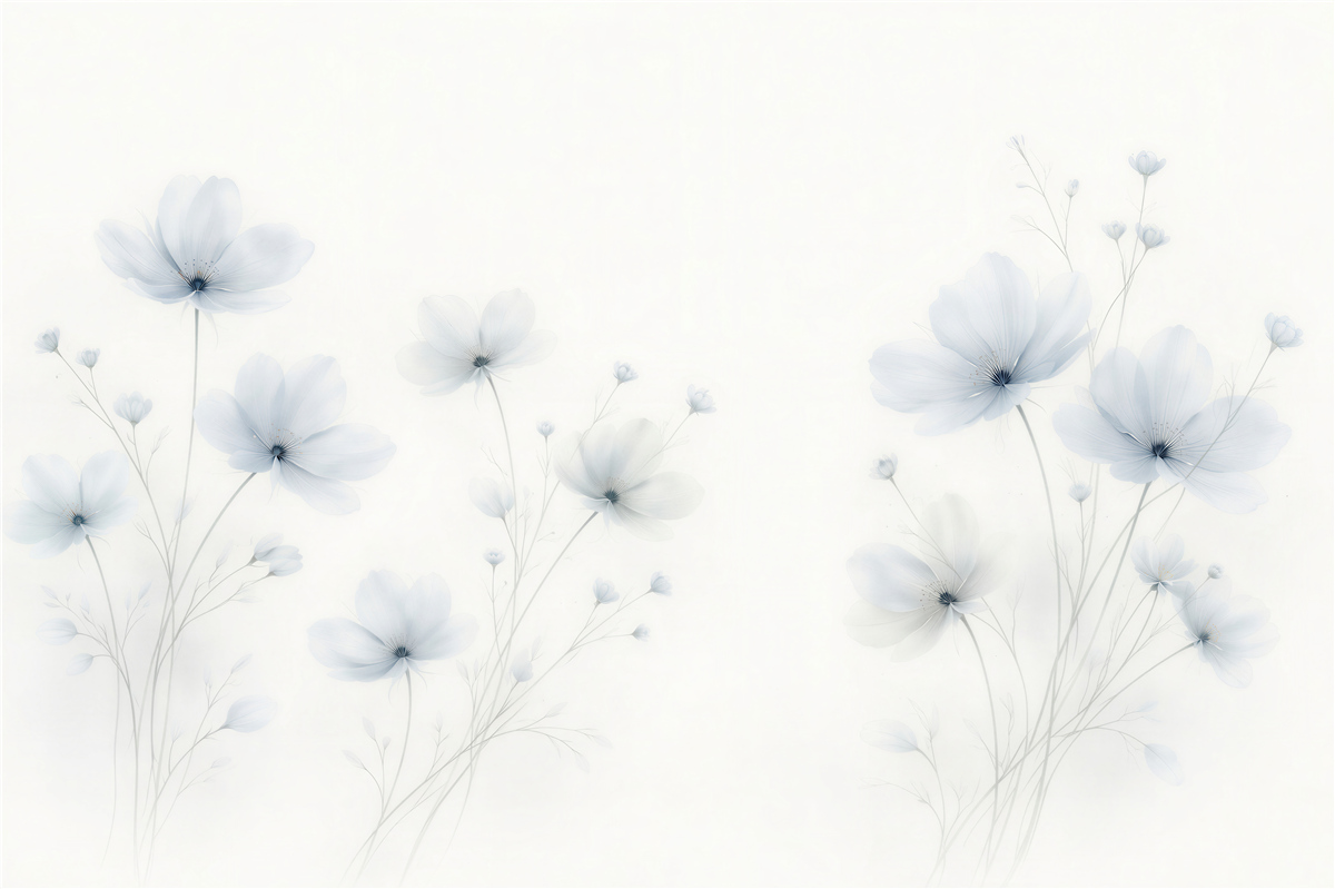 Fototapet Flori albastre delicate de ceață